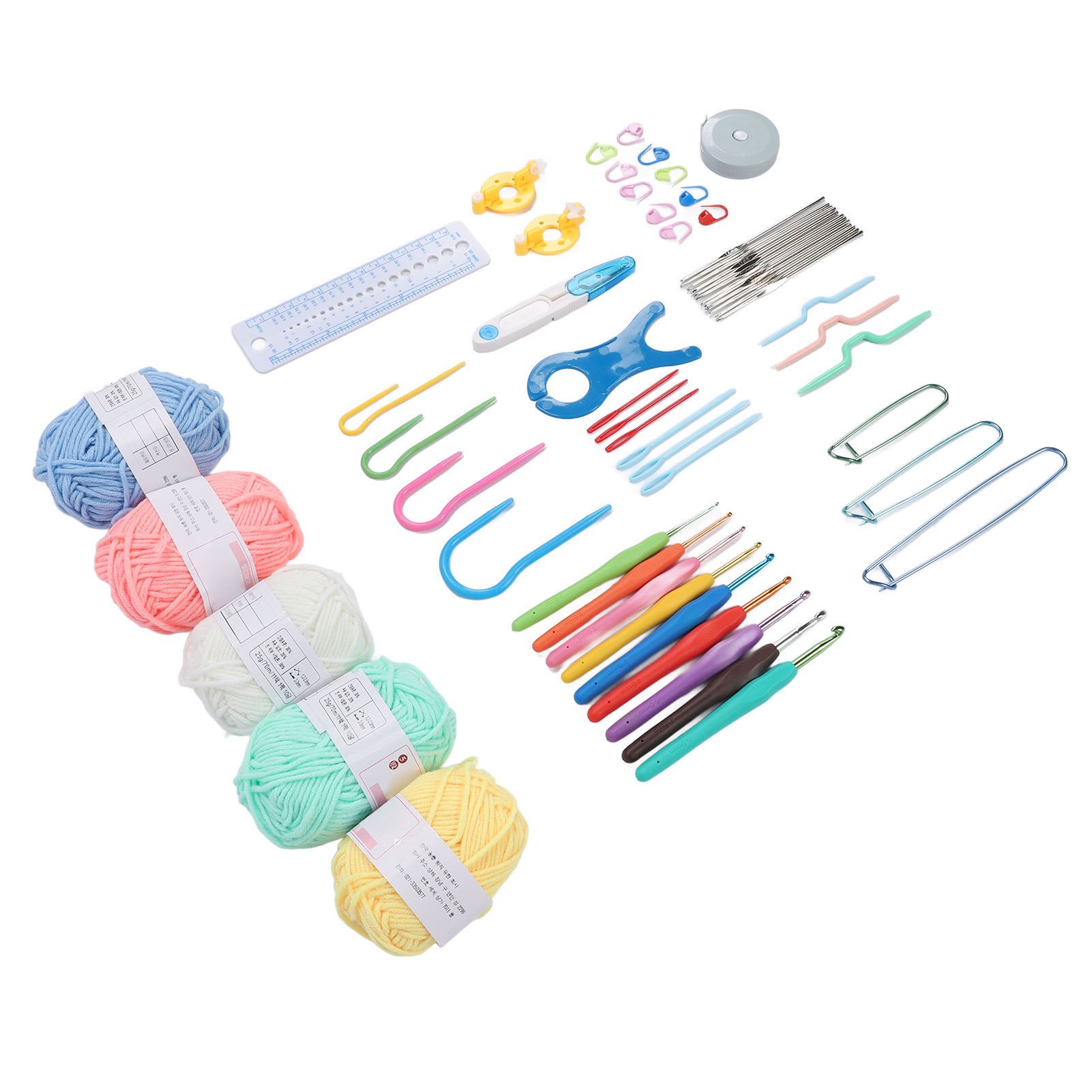 Crochet Hooks Set with Yarn and Knitting Accessories Ergonomic Portable DIY view 10