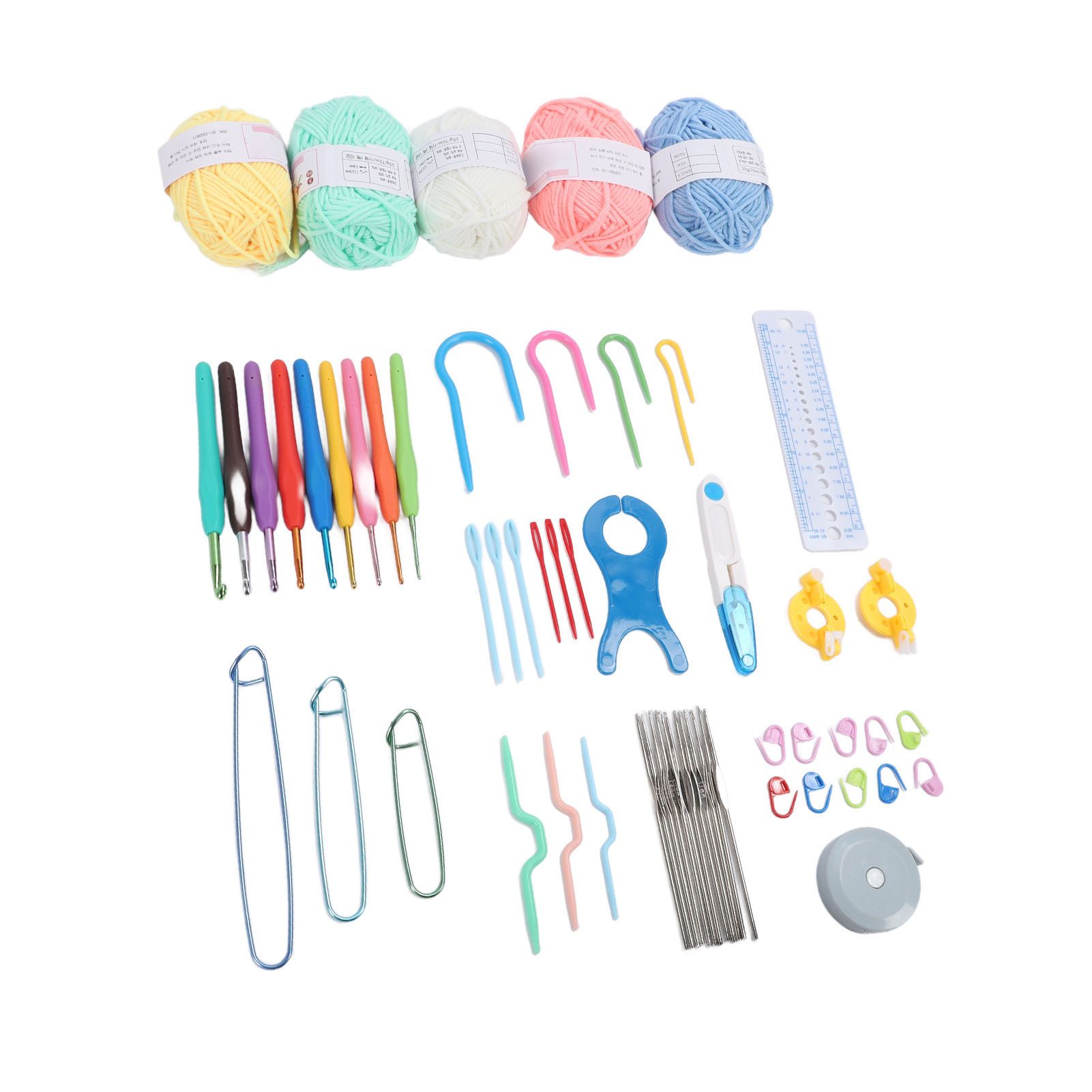 Crochet Hooks Set with Yarn and Knitting Accessories Ergonomic Portable DIY view 11