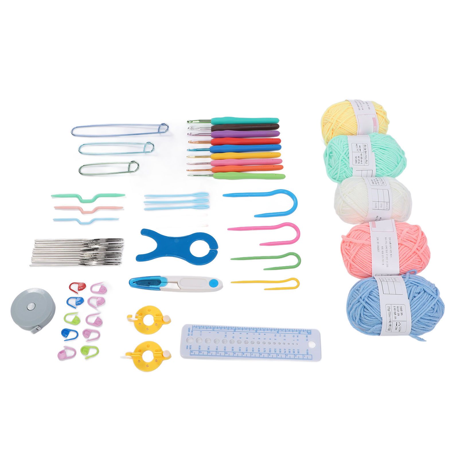 Crochet Hooks Set with Yarn and Knitting Accessories Ergonomic Portable DIY view 12