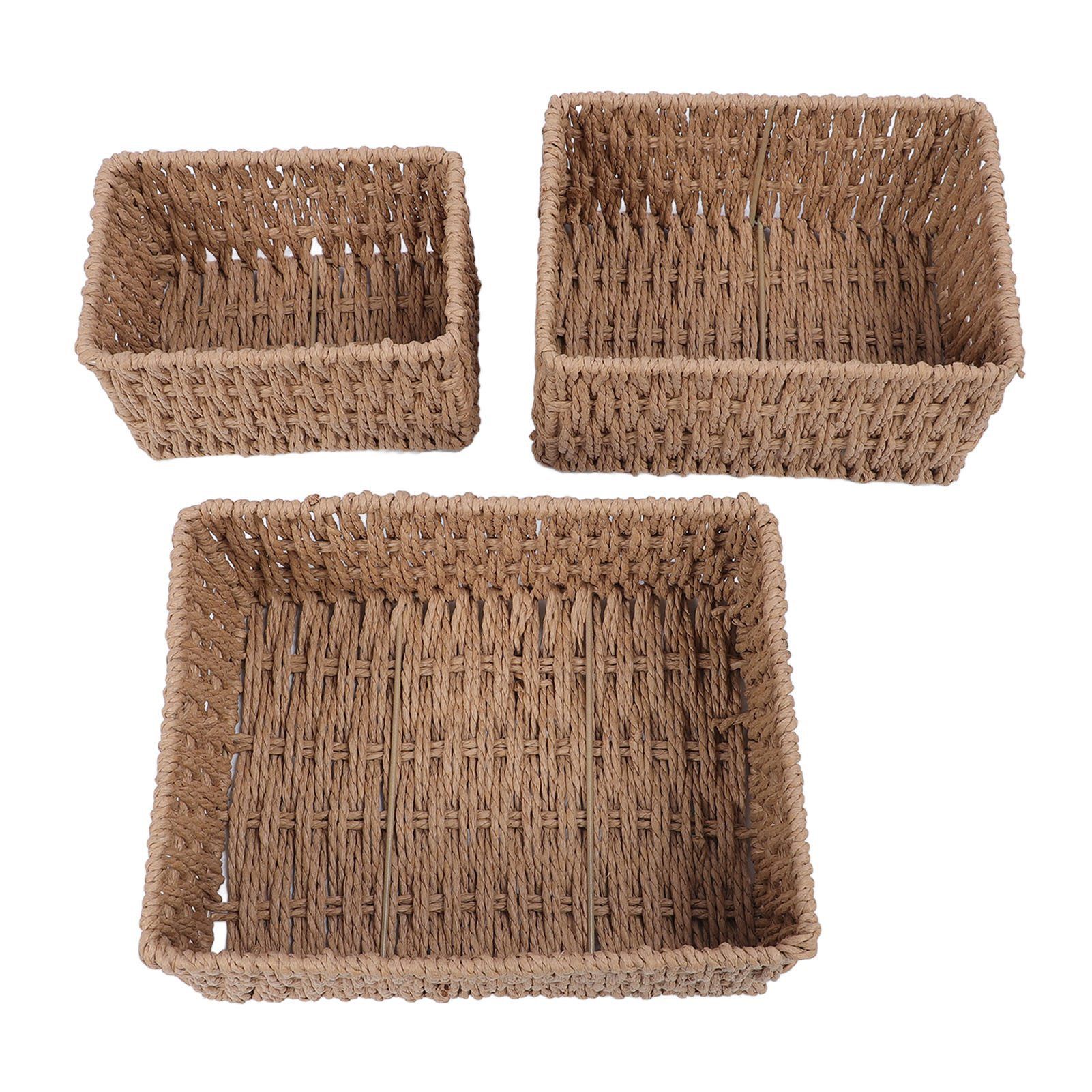 3PCS Wicker Storage Baskets for Shelves Organizing Decorative Woven Storage view 2