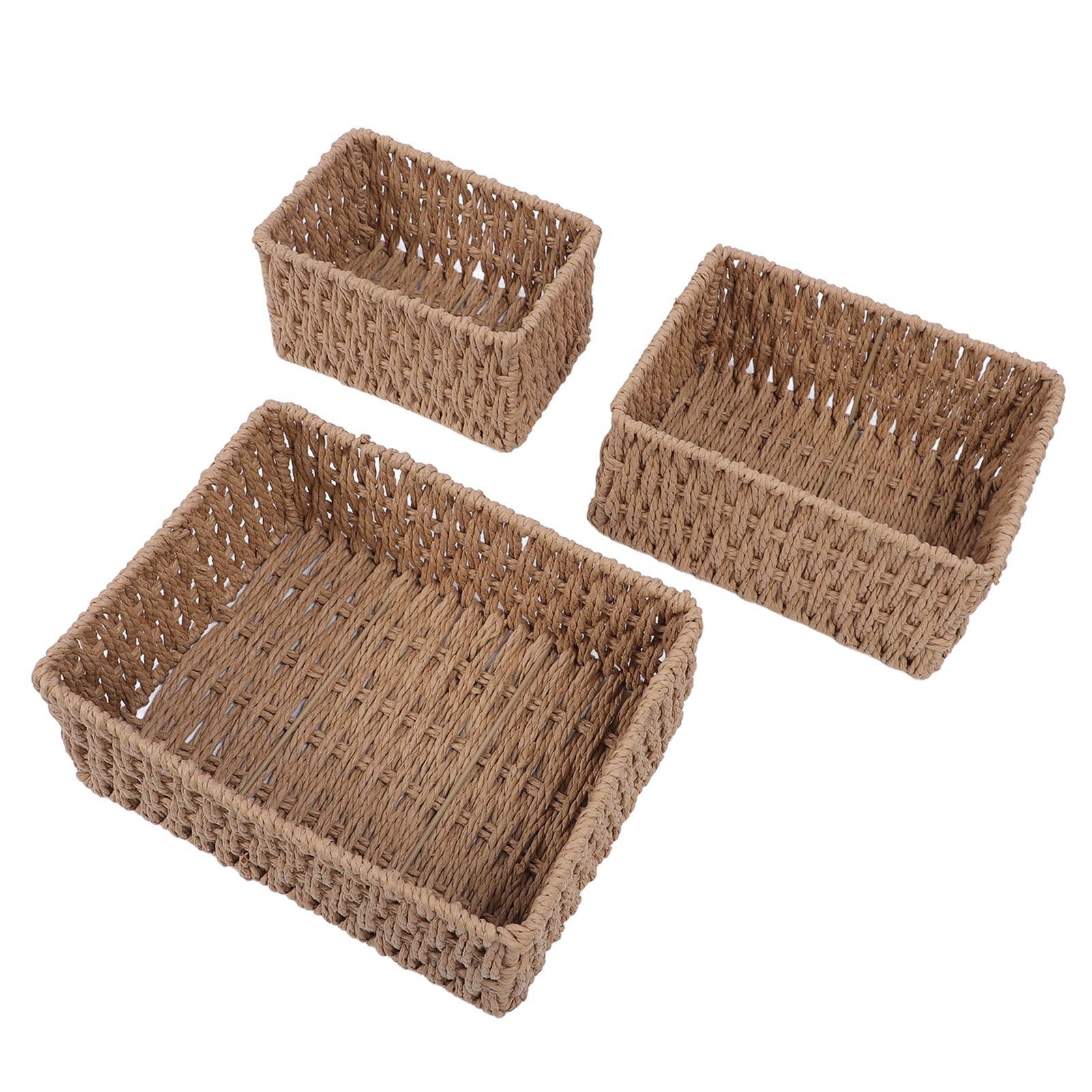 3PCS Wicker Storage Baskets for Shelves Organizing Decorative Woven Storage view 5
