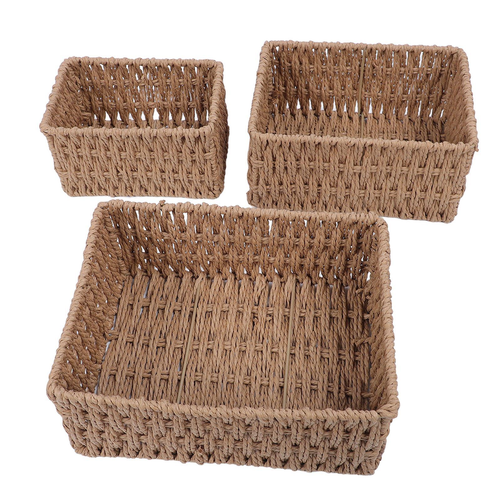 3PCS Wicker Storage Baskets for Shelves Organizing Decorative Woven Storage view 6