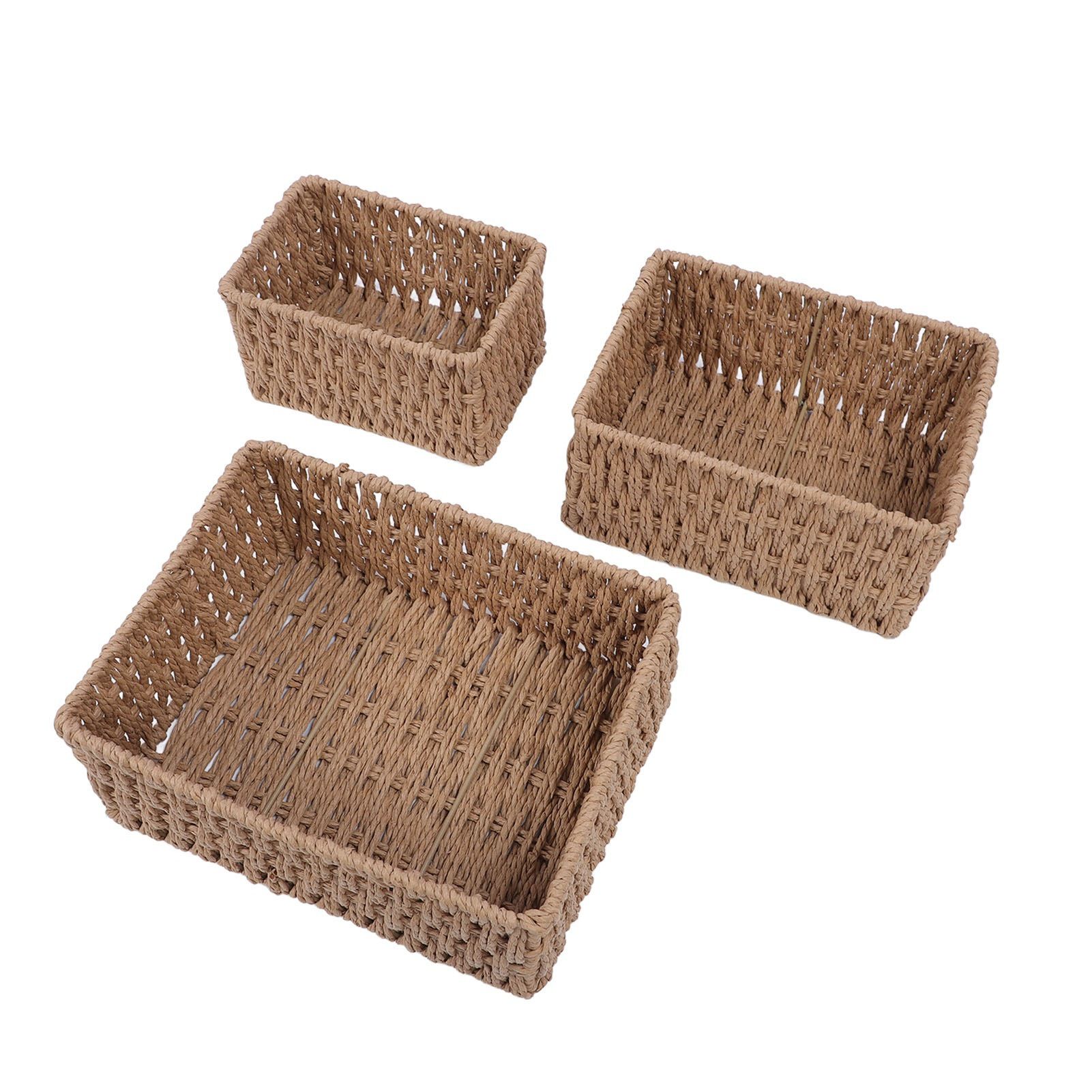 3PCS Wicker Storage Baskets for Shelves Organizing Decorative Woven Storage view 7
