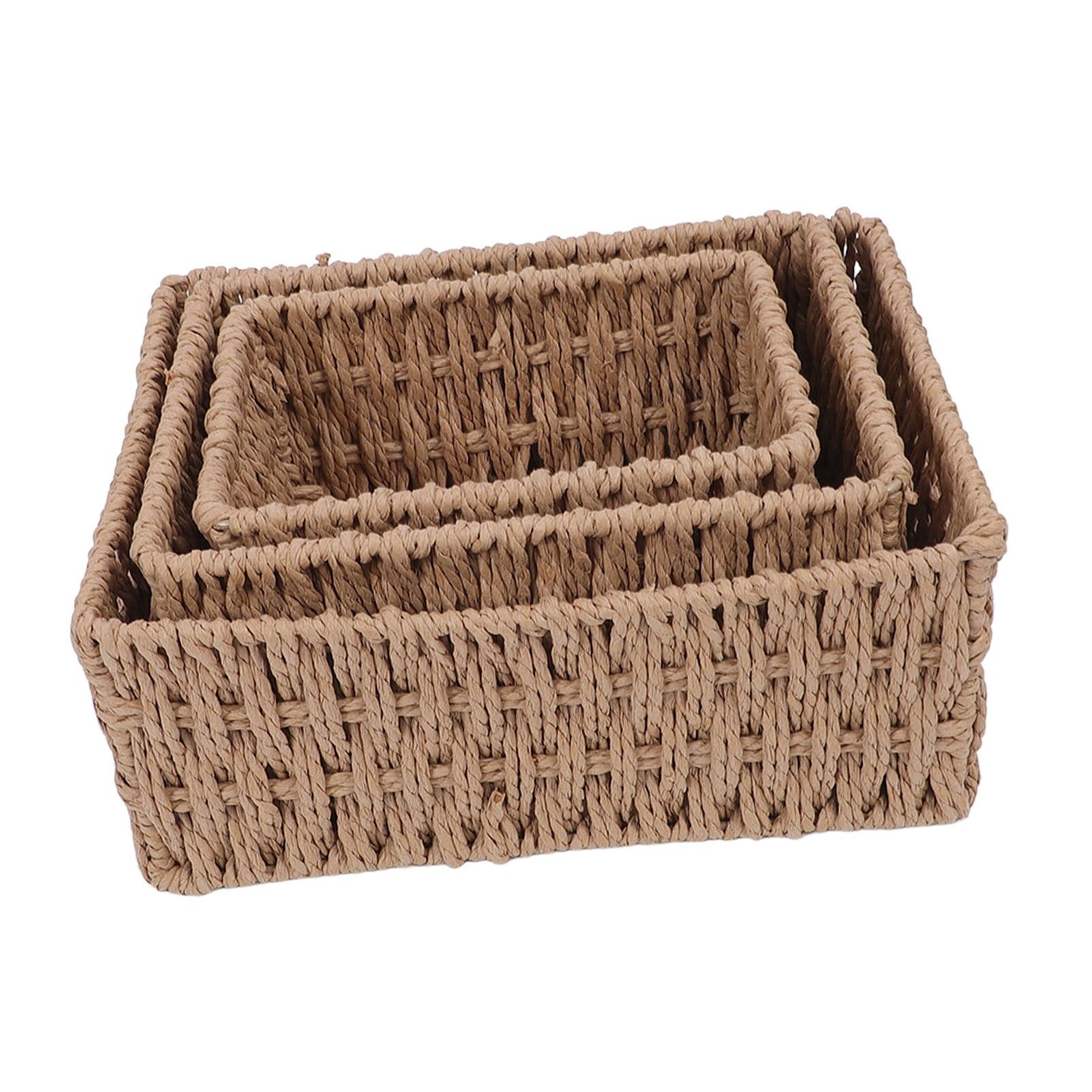 3PCS Wicker Storage Baskets for Shelves Organizing Decorative Woven Storage view 8