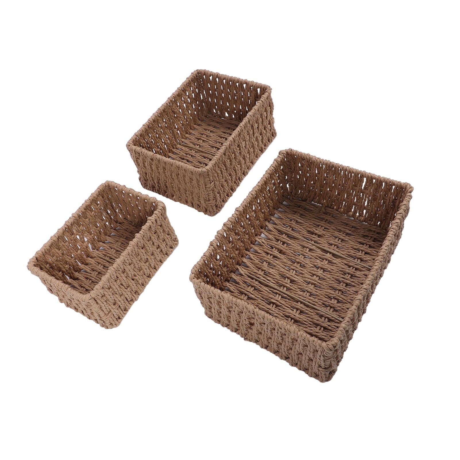 3PCS Wicker Storage Baskets for Shelves Organizing Decorative Woven Storage view 10
