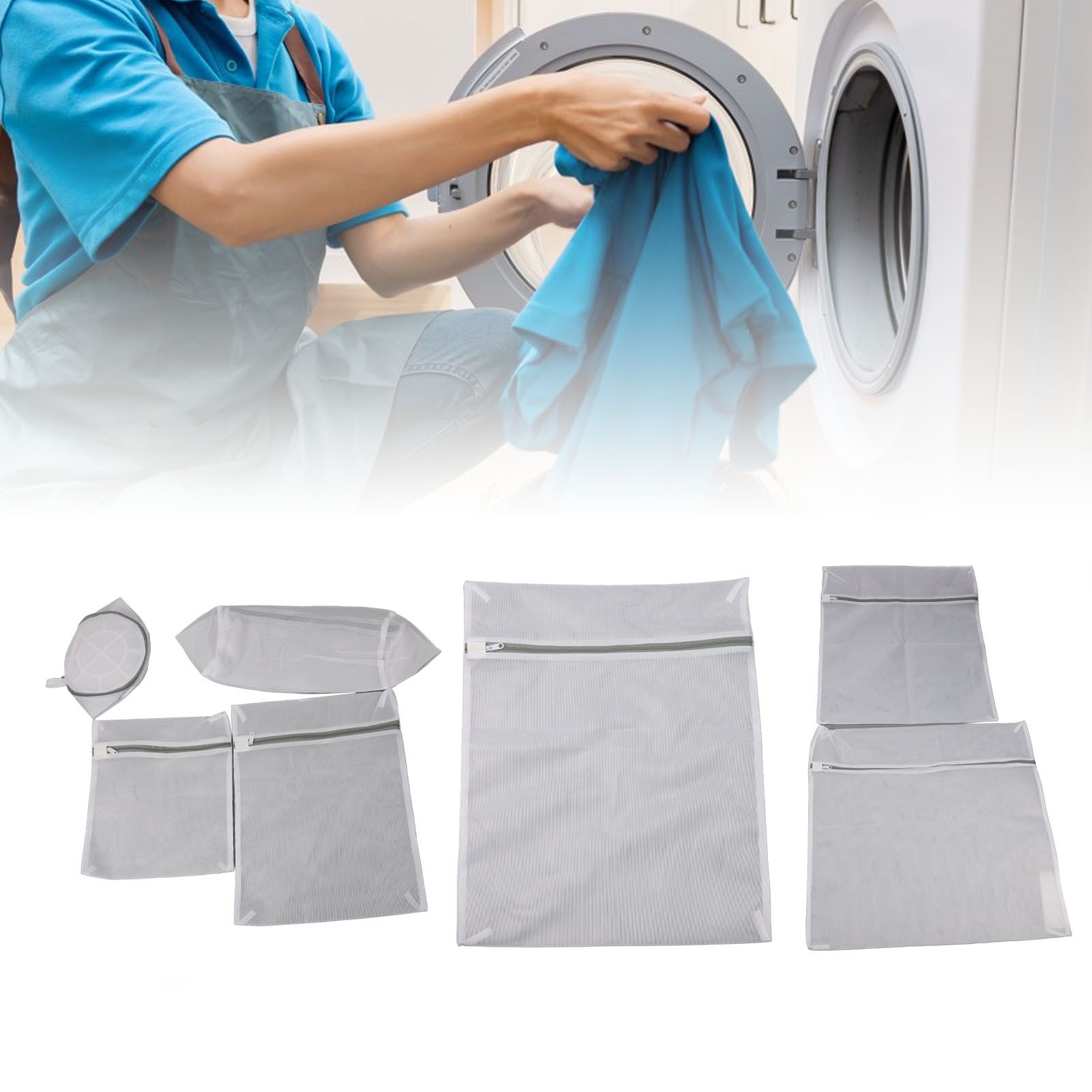 7pcs Mesh Laundry Bag Anti Deformation Reusable Thickened Polyester Auto Lock view 11