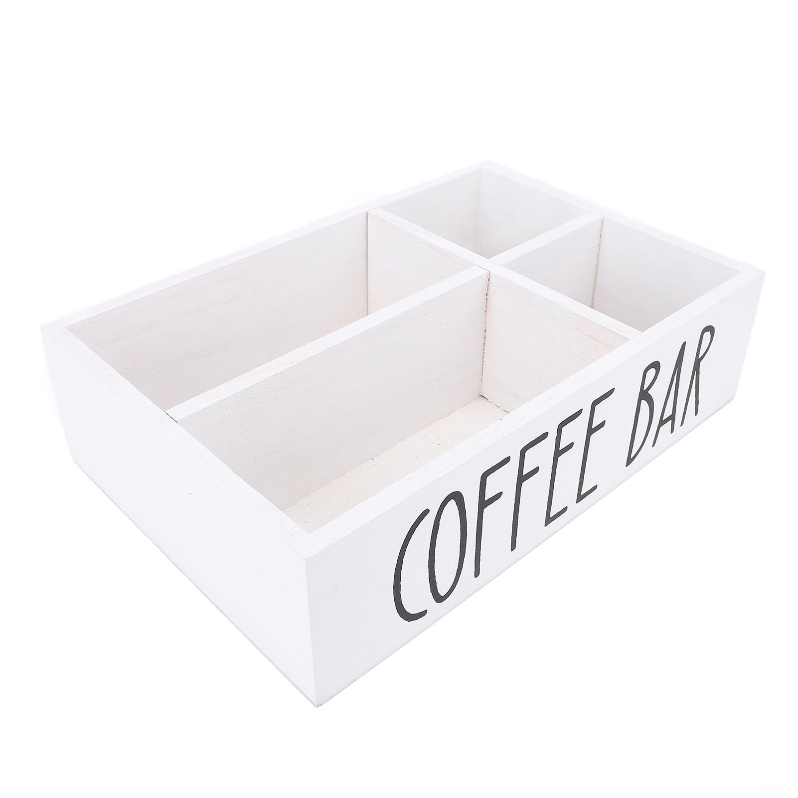 Coffee Station Organizer with Divider Wooden Coffee Bar Accessories Storage