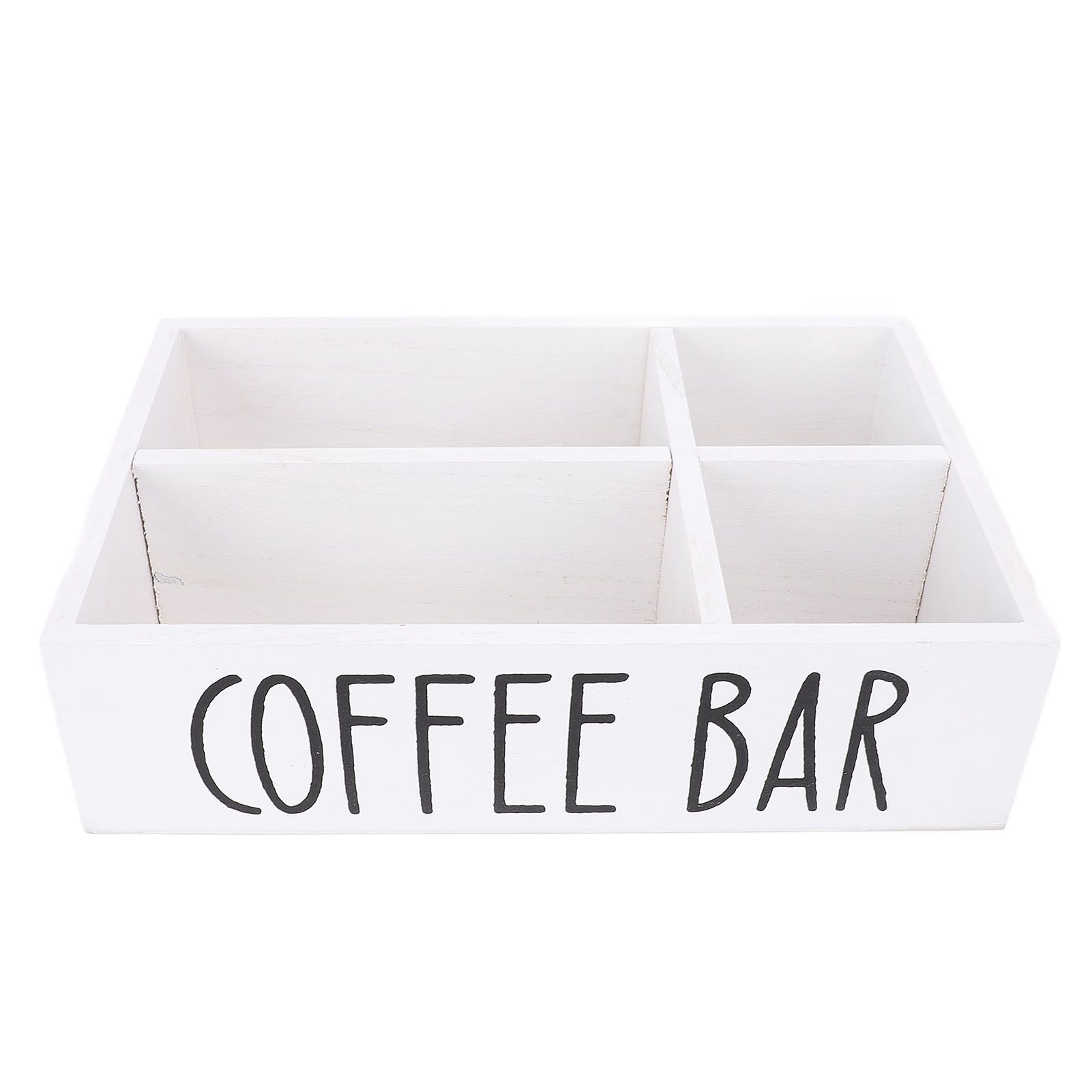 Coffee Station Organizer with Divider Wooden Coffee Bar Accessories Storage view 3