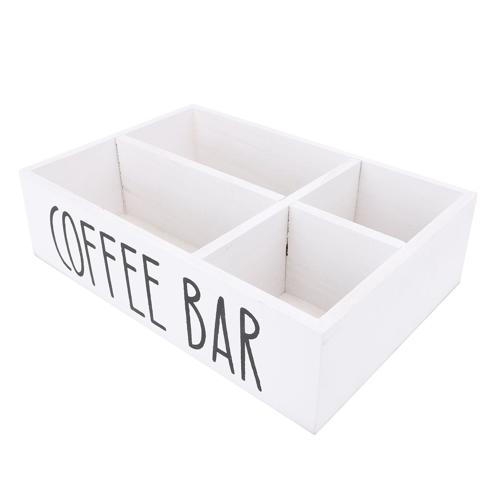 Coffee Station Organizer with Divider Wooden Coffee Bar Accessories Storage view 4