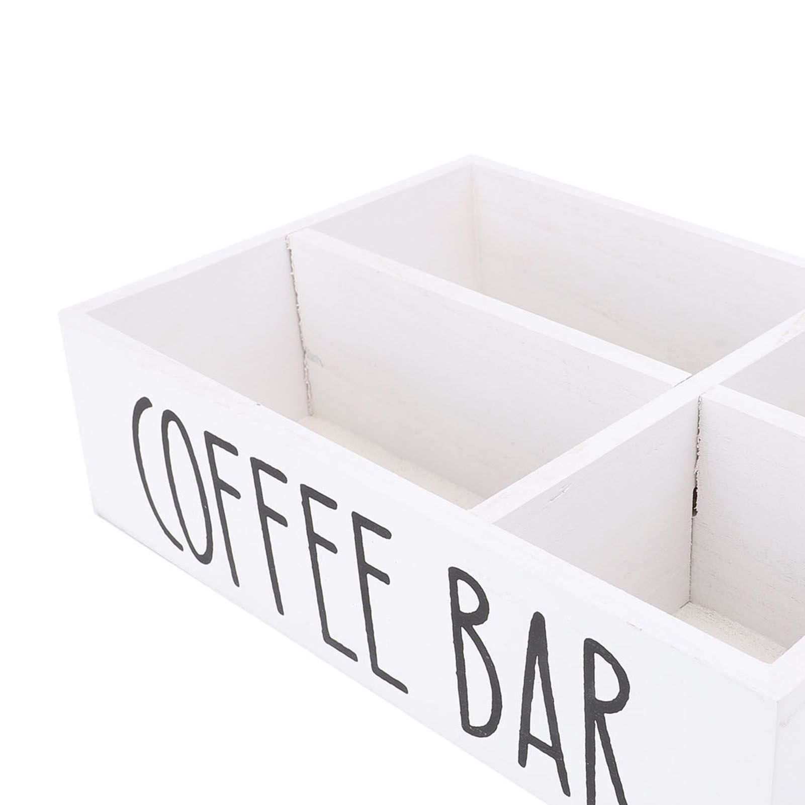 Coffee Station Organizer with Divider Wooden Coffee Bar Accessories Storage view 5
