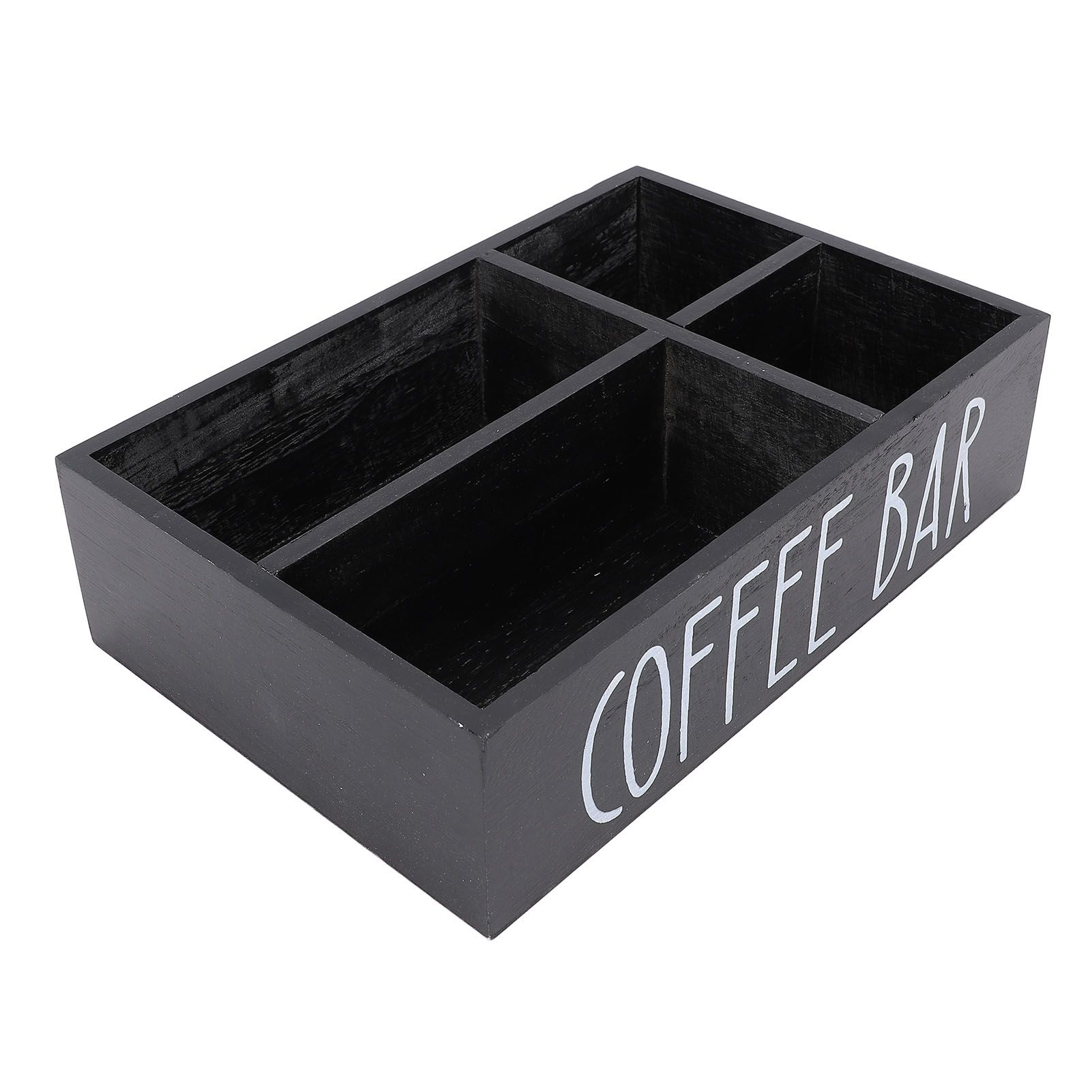 Coffee Station Organizer with Divider Wooden Coffee Bar Accessories Storage