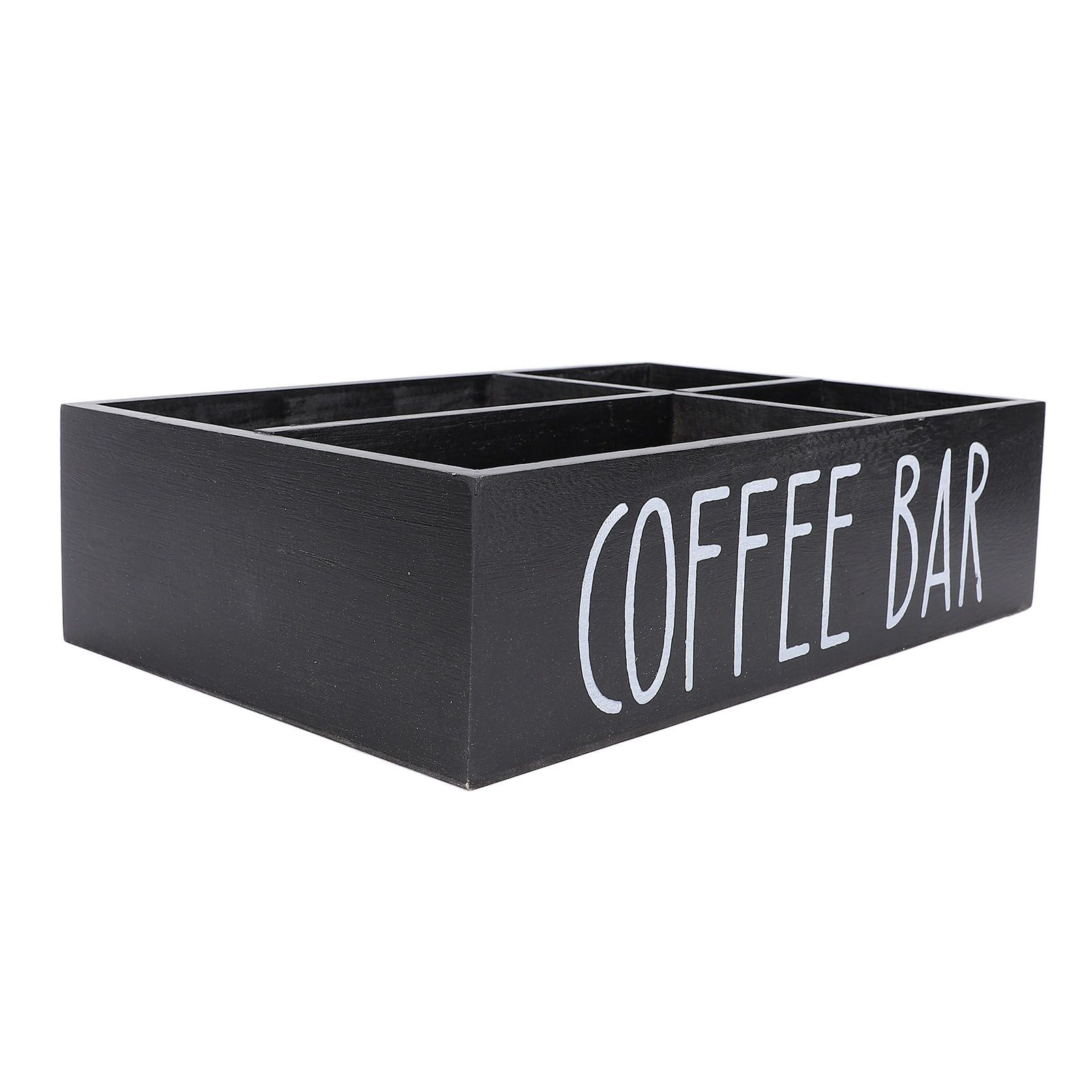 Coffee Station Organizer with Divider Wooden Coffee Bar Accessories Storage view 4