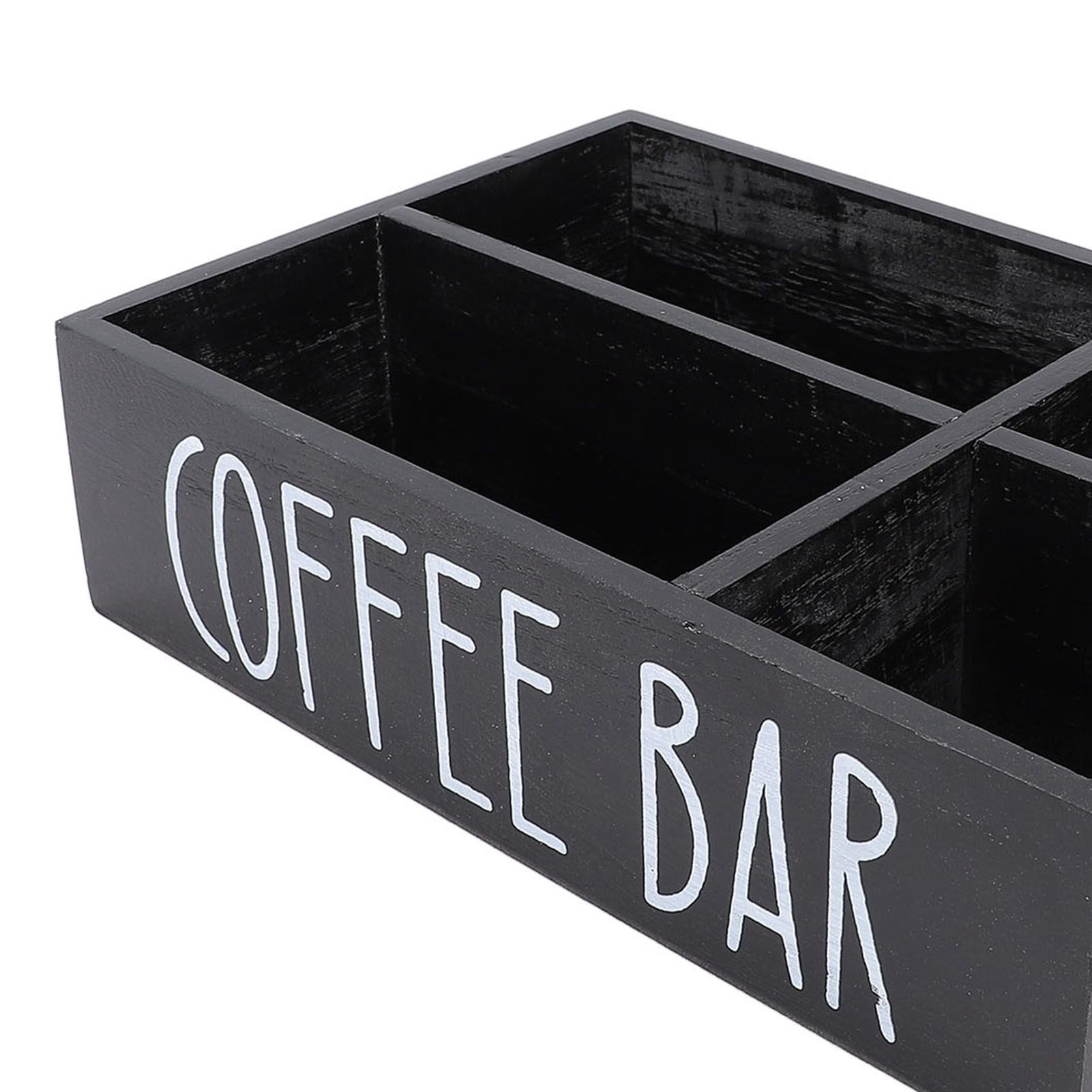 Coffee Station Organizer with Divider Wooden Coffee Bar Accessories Storage view 5