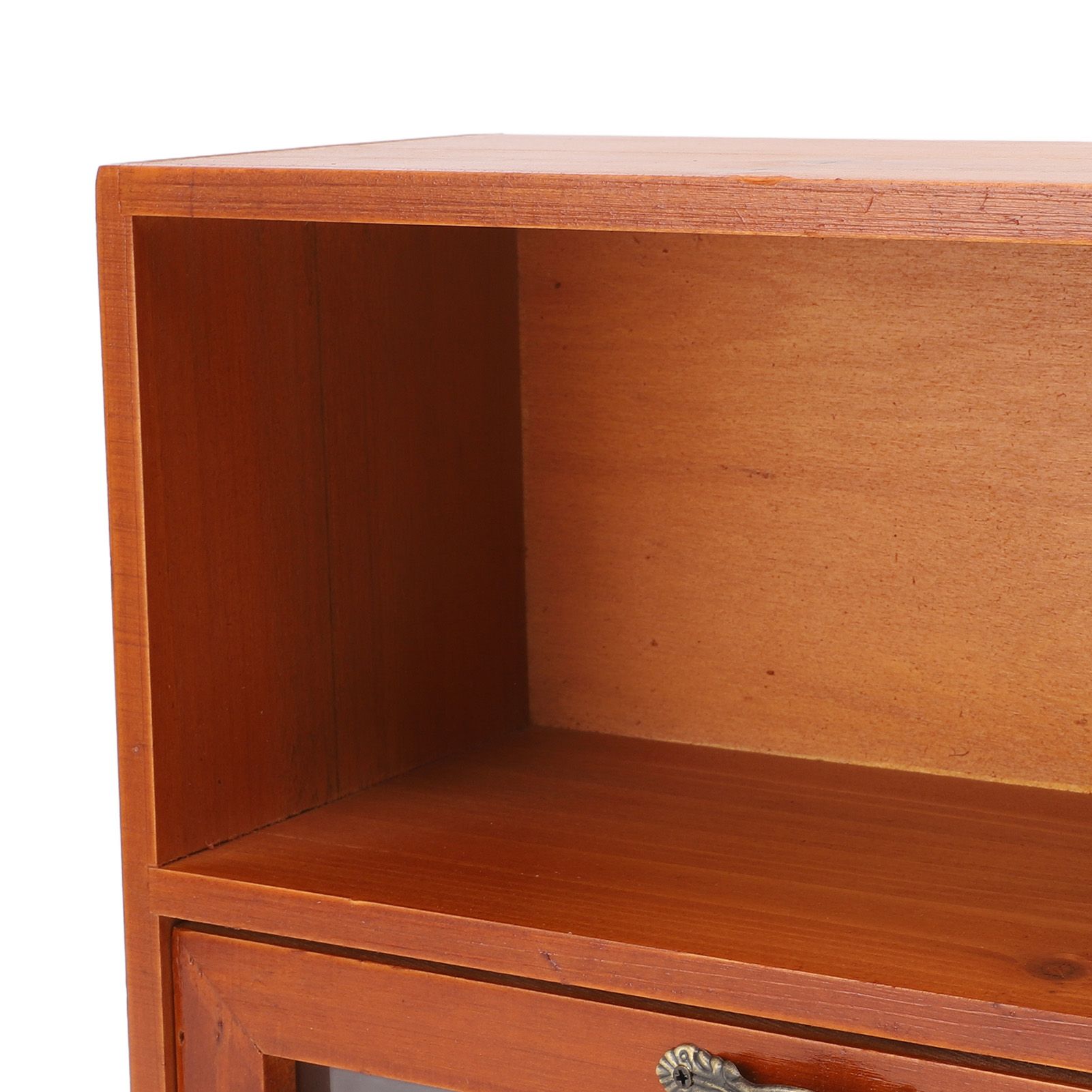 Vintage Tabletop Organizer Solid Wood Desktop Display Cabinet Storage Box with view 7