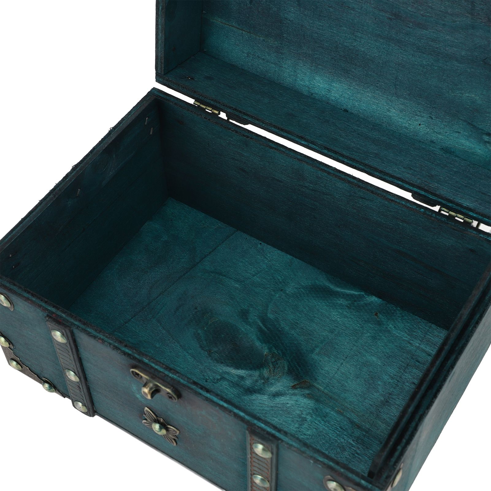 Vintage Treasure Chest Box Wooden Retro Jewelry Storage Box Decorative view 2