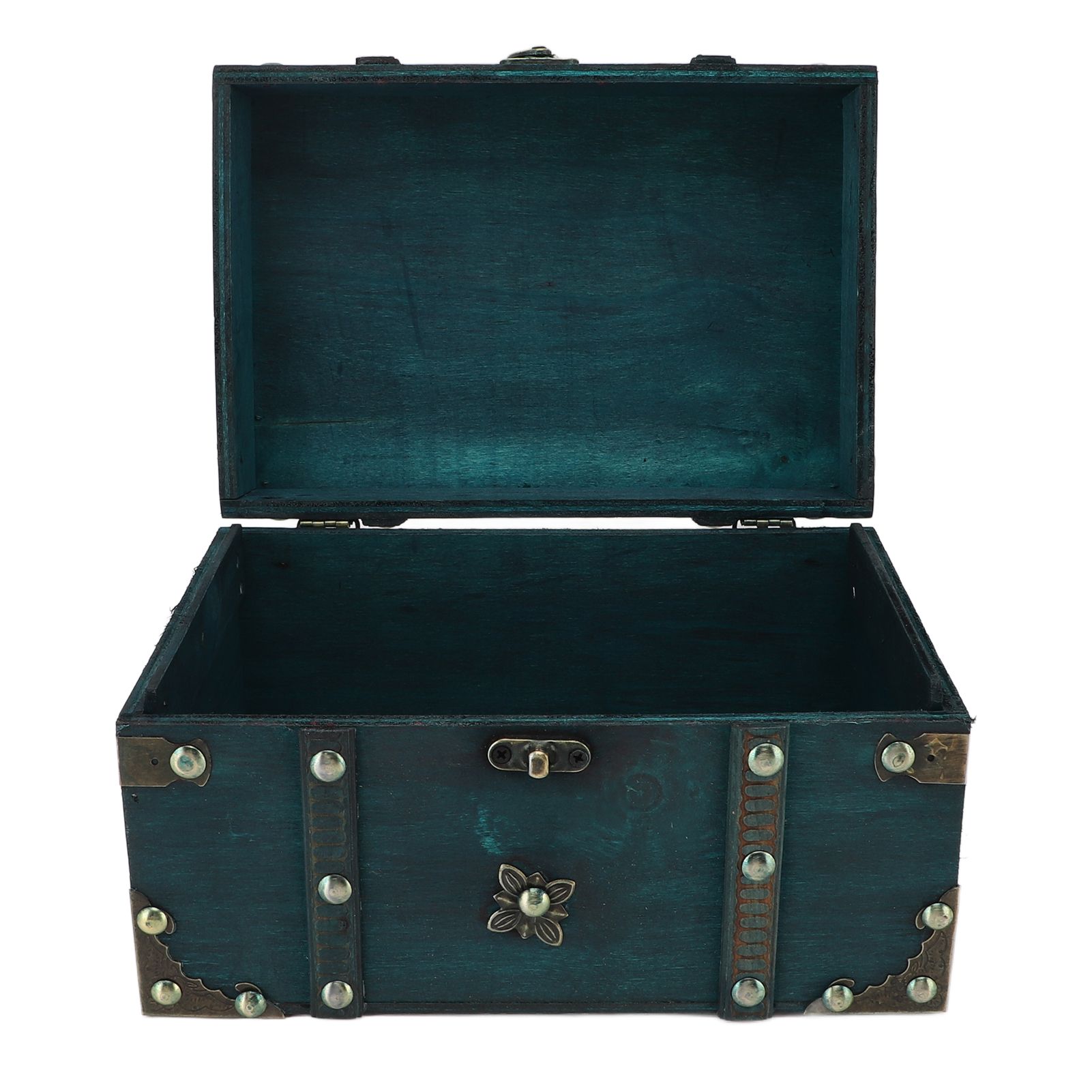 Vintage Treasure Chest Box Wooden Retro Jewelry Storage Box Decorative view 3