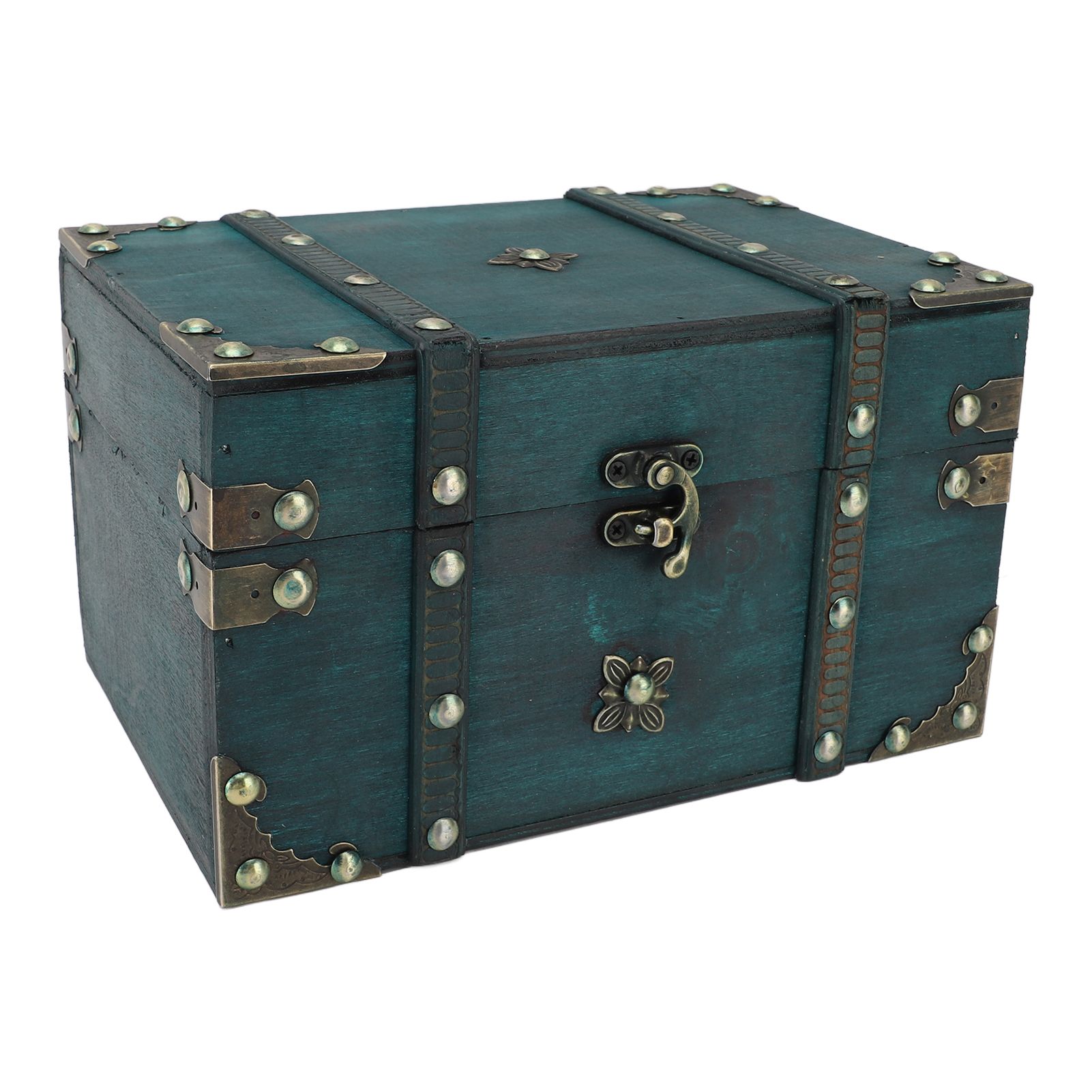 Vintage Treasure Chest Box Wooden Retro Jewelry Storage Box Decorative view 4