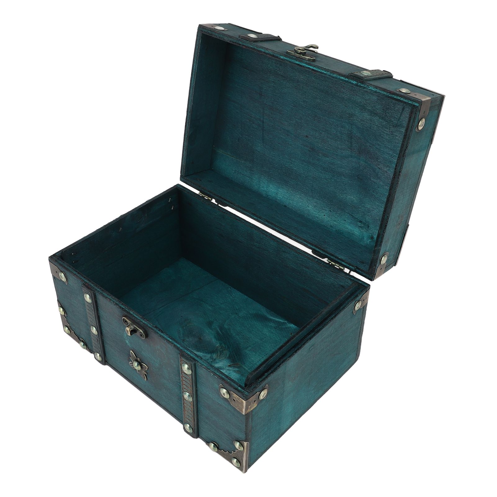 Vintage Treasure Chest Box Wooden Retro Jewelry Storage Box Decorative view 6