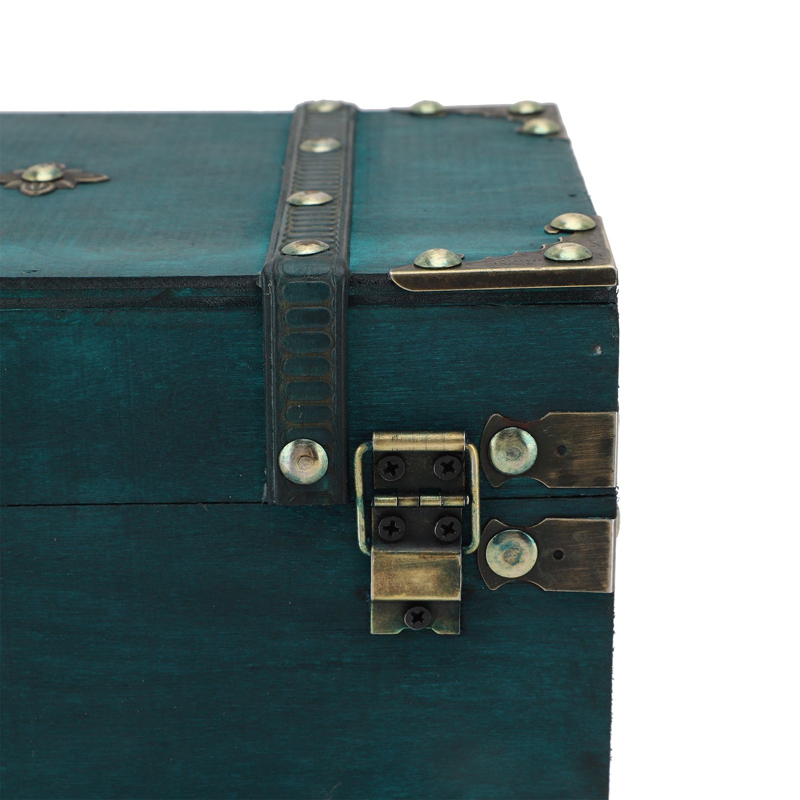 Vintage Treasure Chest Box Wooden Retro Jewelry Storage Box Decorative view 7