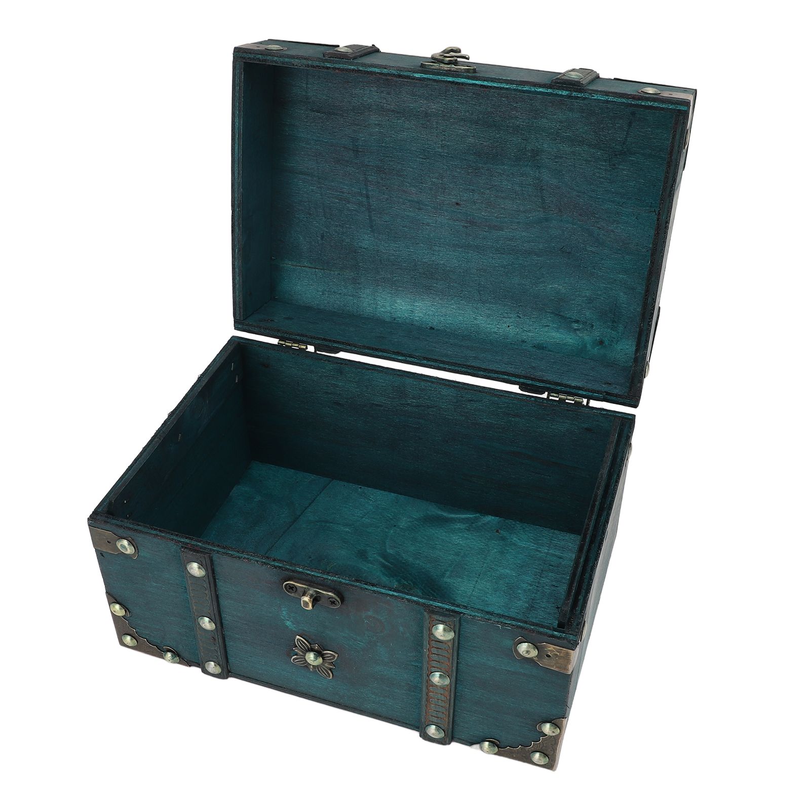 Vintage Treasure Chest Box Wooden Retro Jewelry Storage Box Decorative view 8