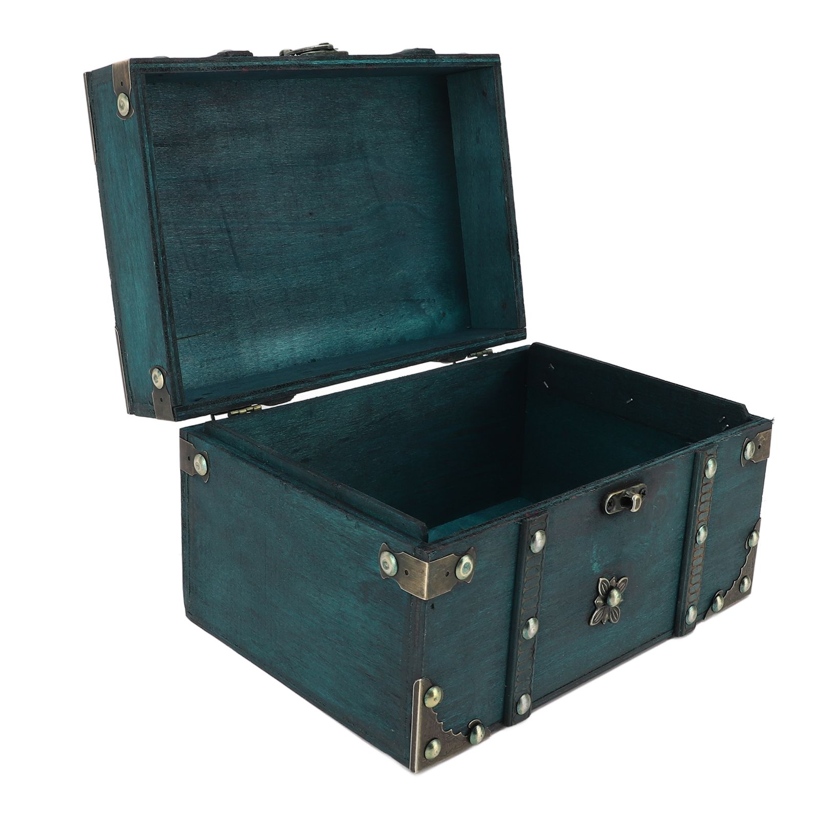 Vintage Treasure Chest Box Wooden Retro Jewelry Storage Box Decorative view 9