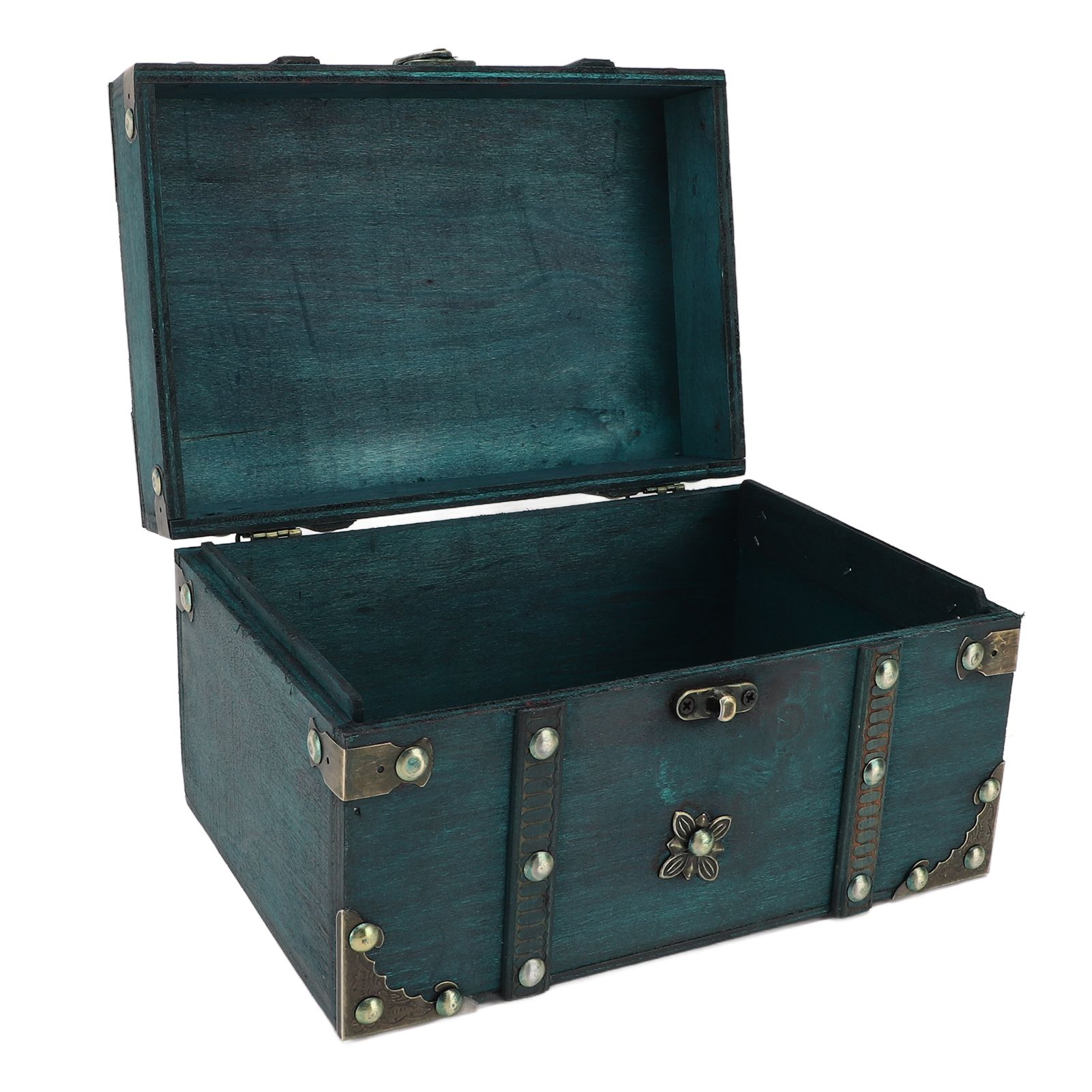 Vintage Treasure Chest Box Wooden Retro Jewelry Storage Box Decorative view 10
