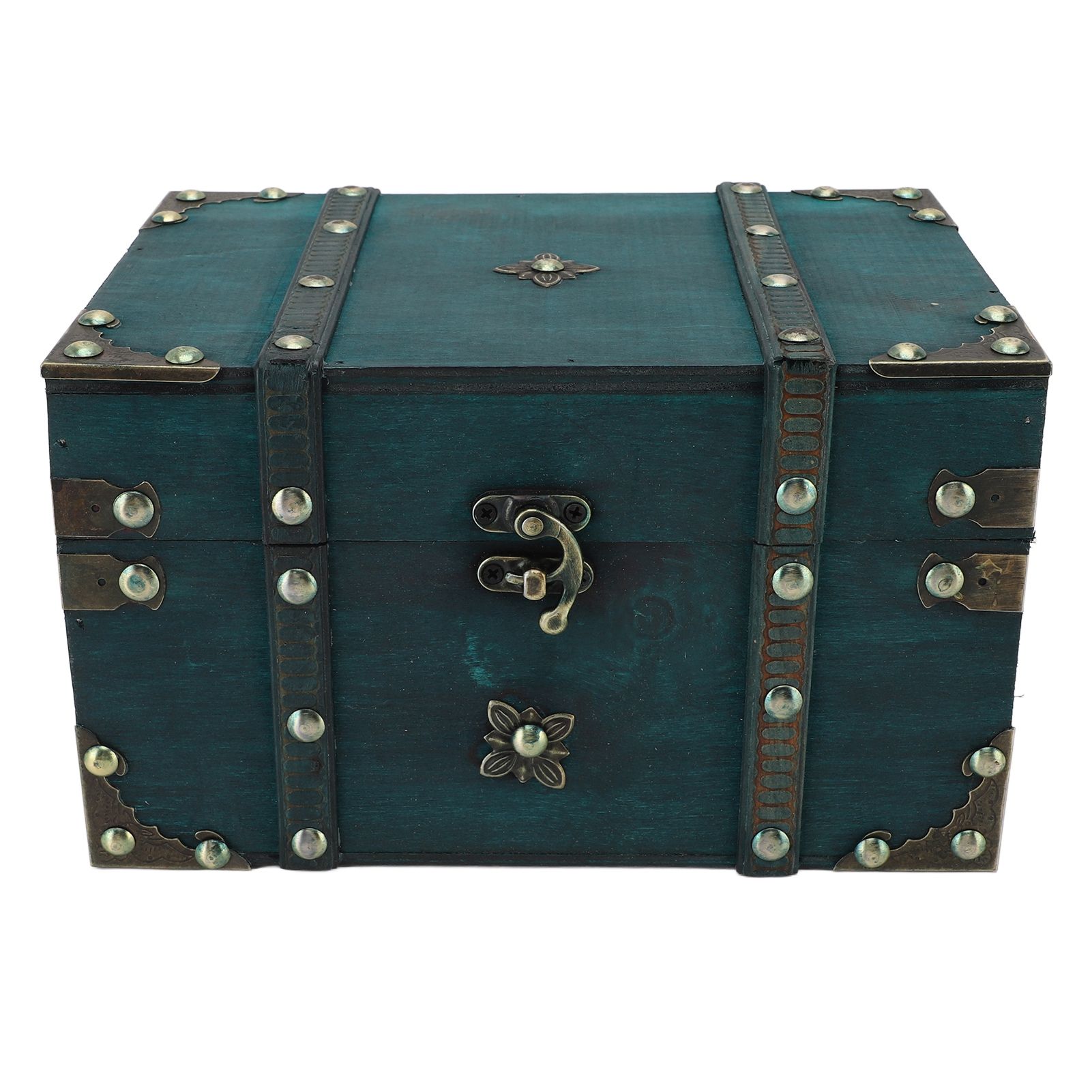 Vintage Treasure Chest Box Wooden Retro Jewelry Storage Box Decorative view 11