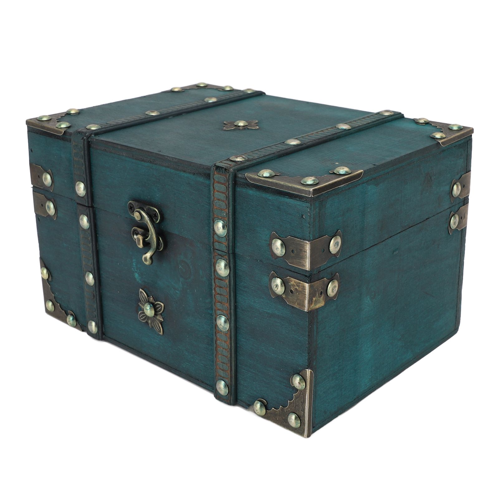Vintage Treasure Chest Box Wooden Retro Jewelry Storage Box Decorative view 12