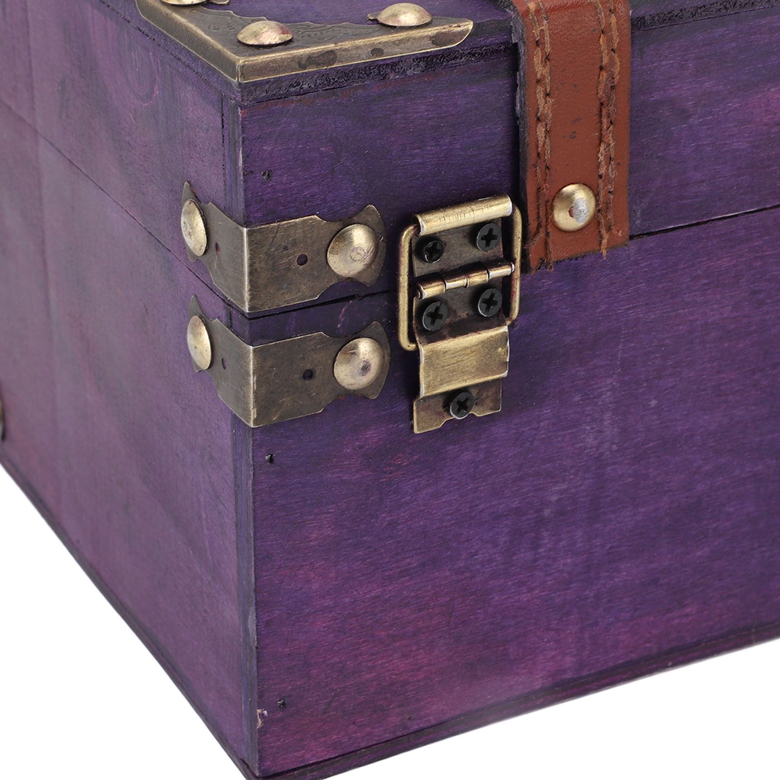 Vintage Wooden Treasure Chest Box with Lock Rectangle Antique Wood Jewelry view 7