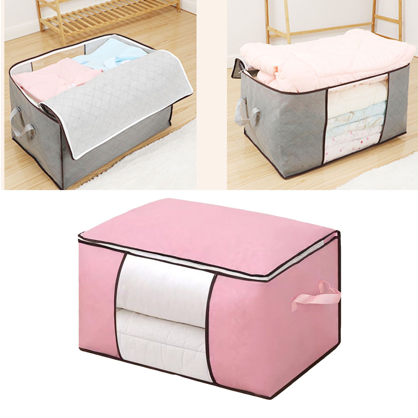Clothes Storage Bags Fabric Foldable Blanket Storage Container Closet view 8