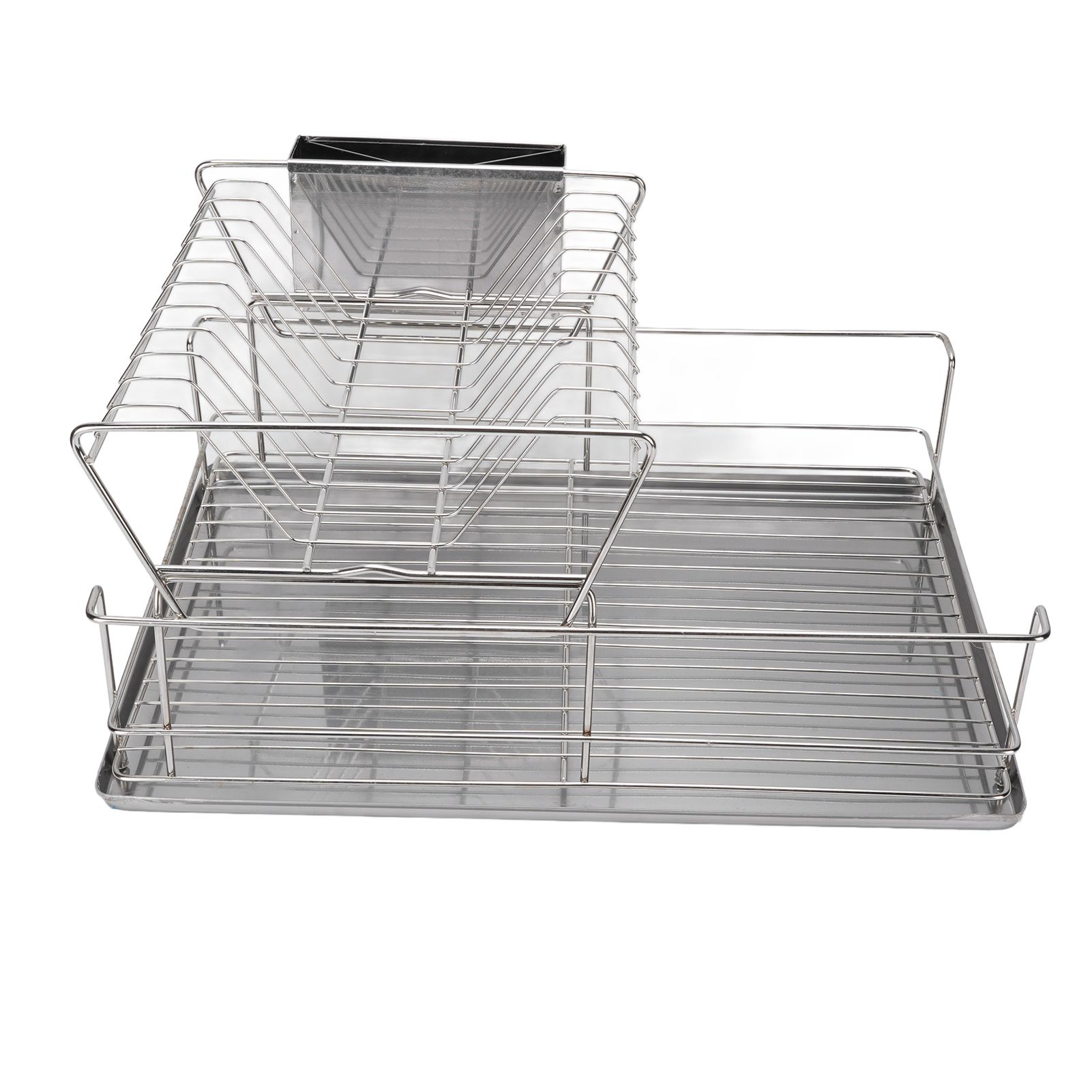 Dish Drying Rack Space Saving 2 Tier Dish Rack for Kitchen Counter Stainless view 4