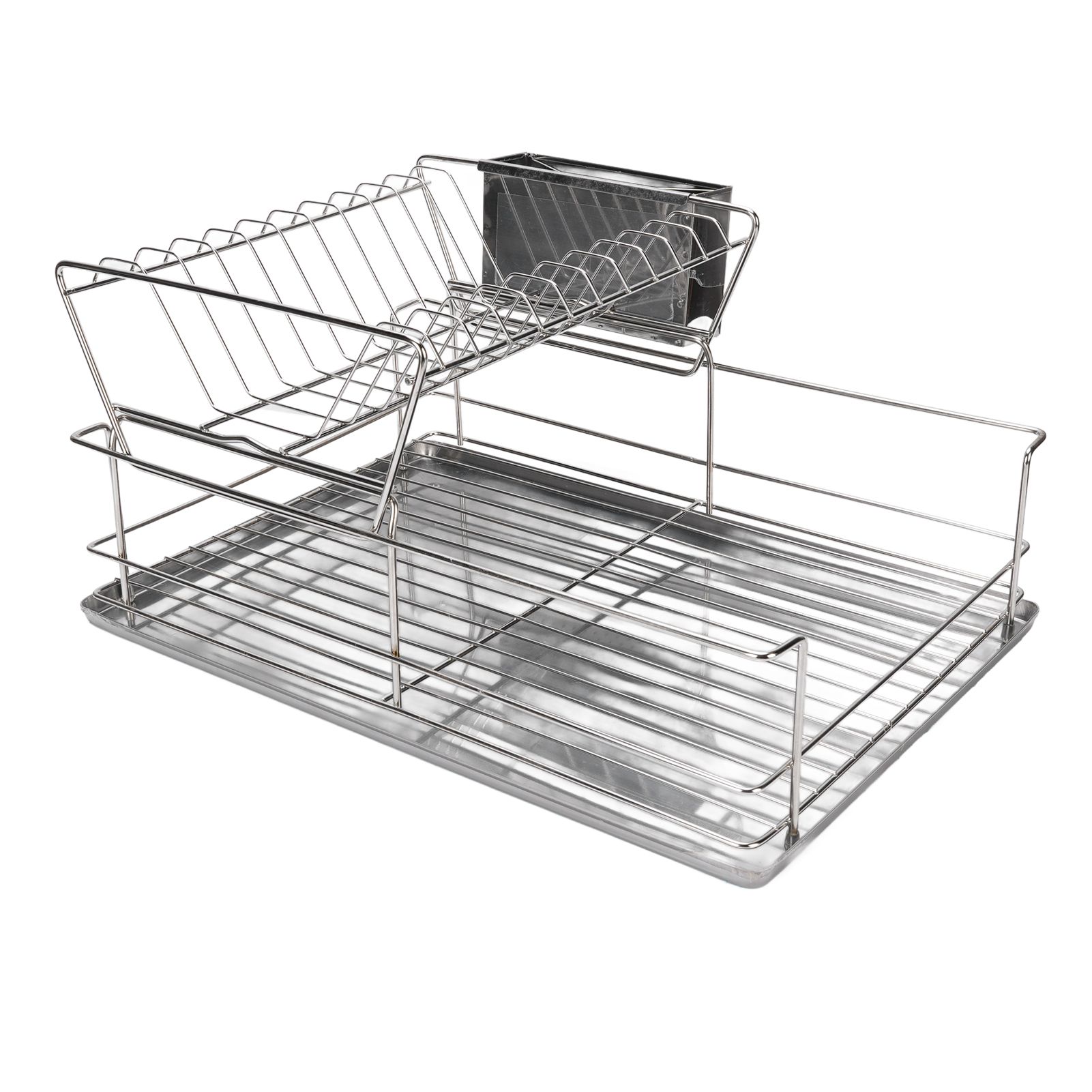 Dish Drying Rack Space Saving 2 Tier Dish Rack for Kitchen Counter Stainless view 12