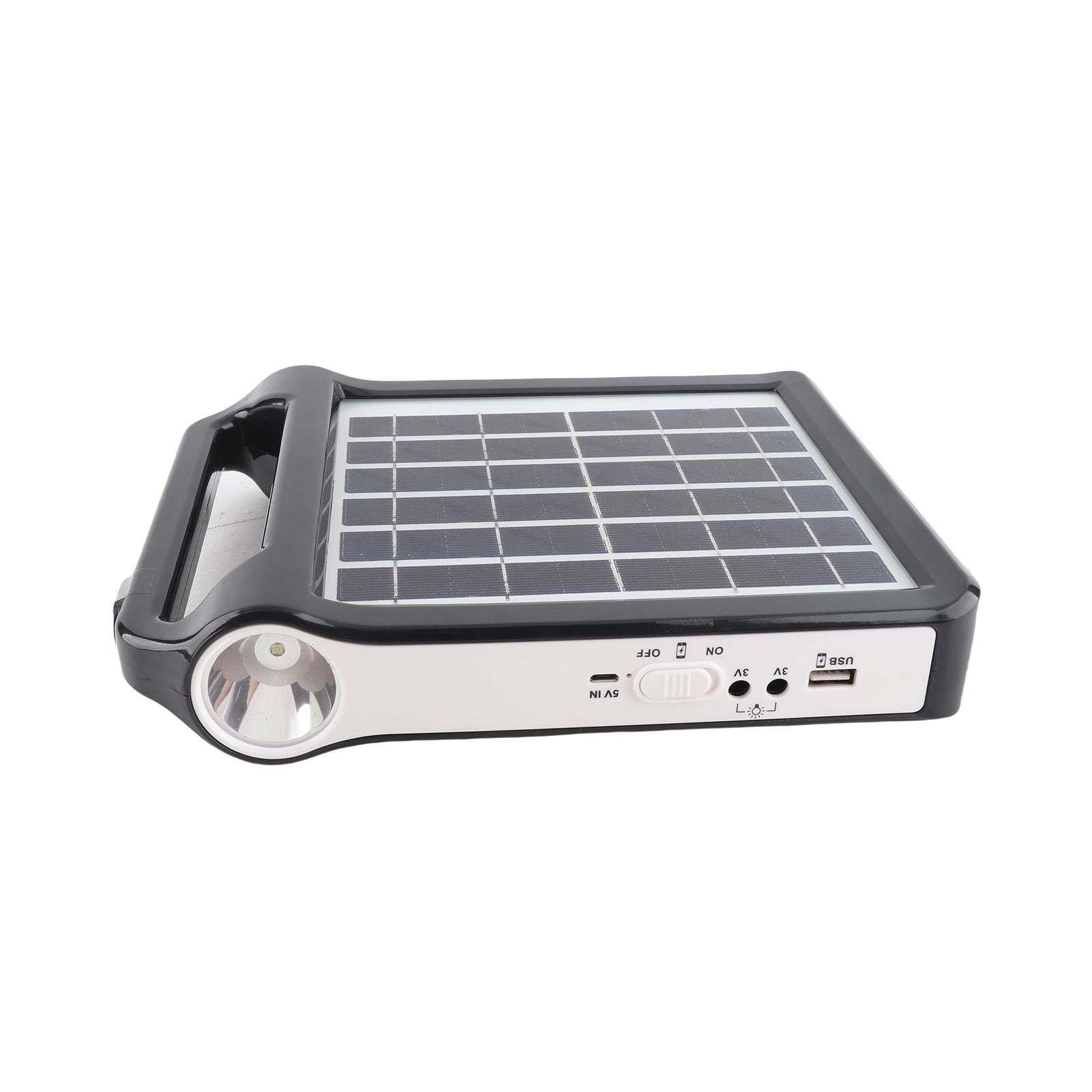 Portable Solar Camping Lantern LED Light Rechargeable 1200mAh Battery Black