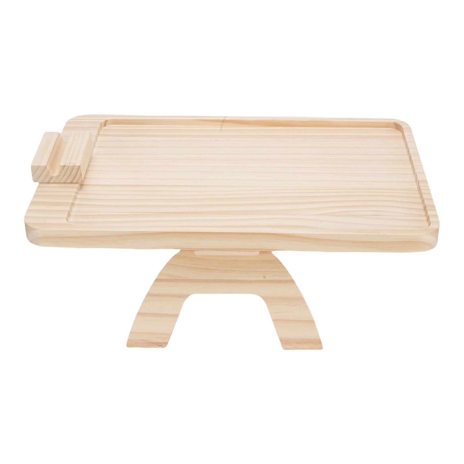 Wooden Sofa Tray with Phone Tablet Holder Couch Arm Dining Tray for Breakfast view 3