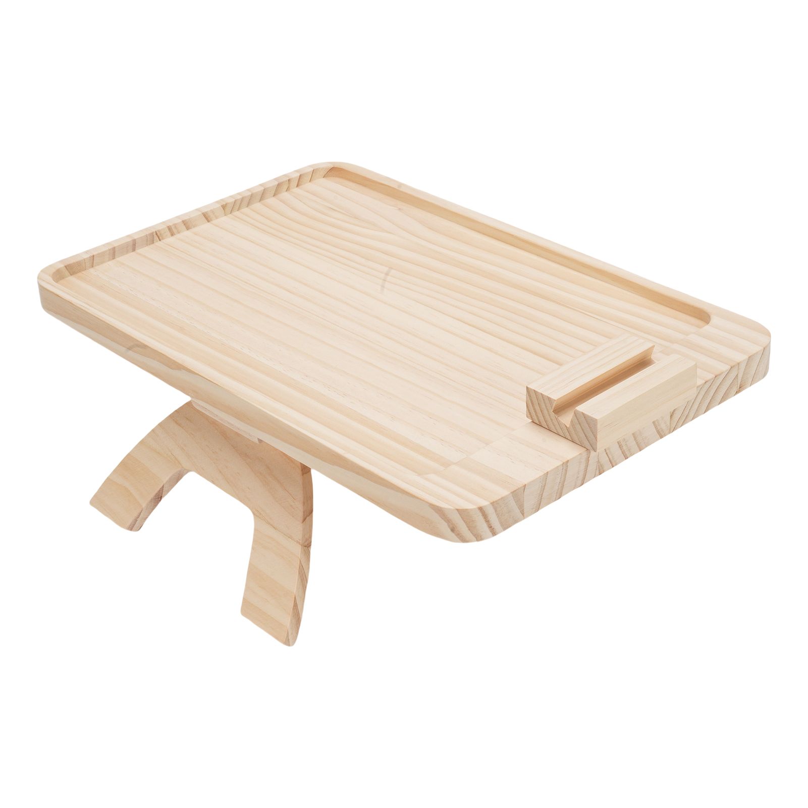 Wooden Sofa Tray with Phone Tablet Holder Couch Arm Dining Tray for Breakfast view 6