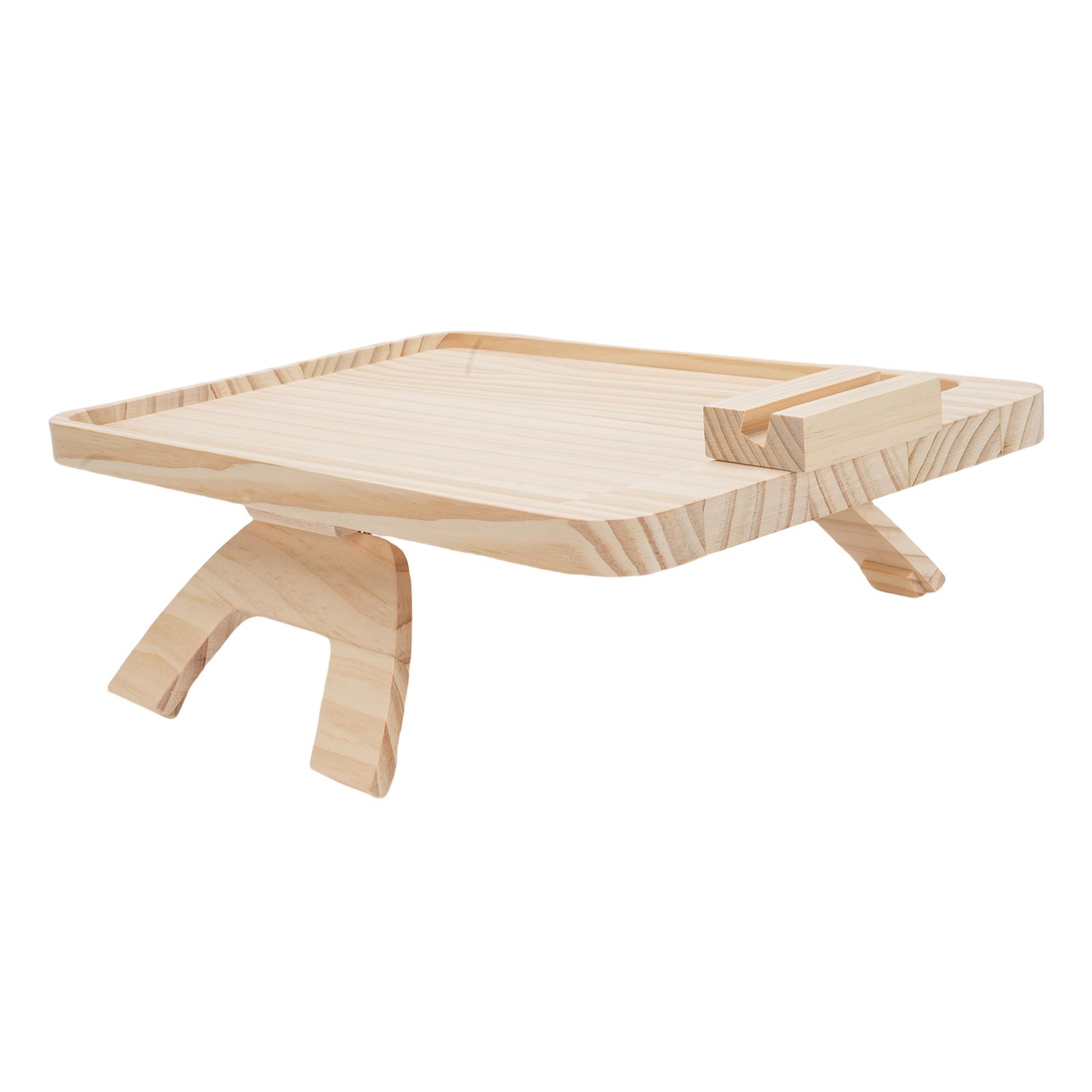 Wooden Sofa Tray with Phone Tablet Holder Couch Arm Dining Tray for Breakfast view 11