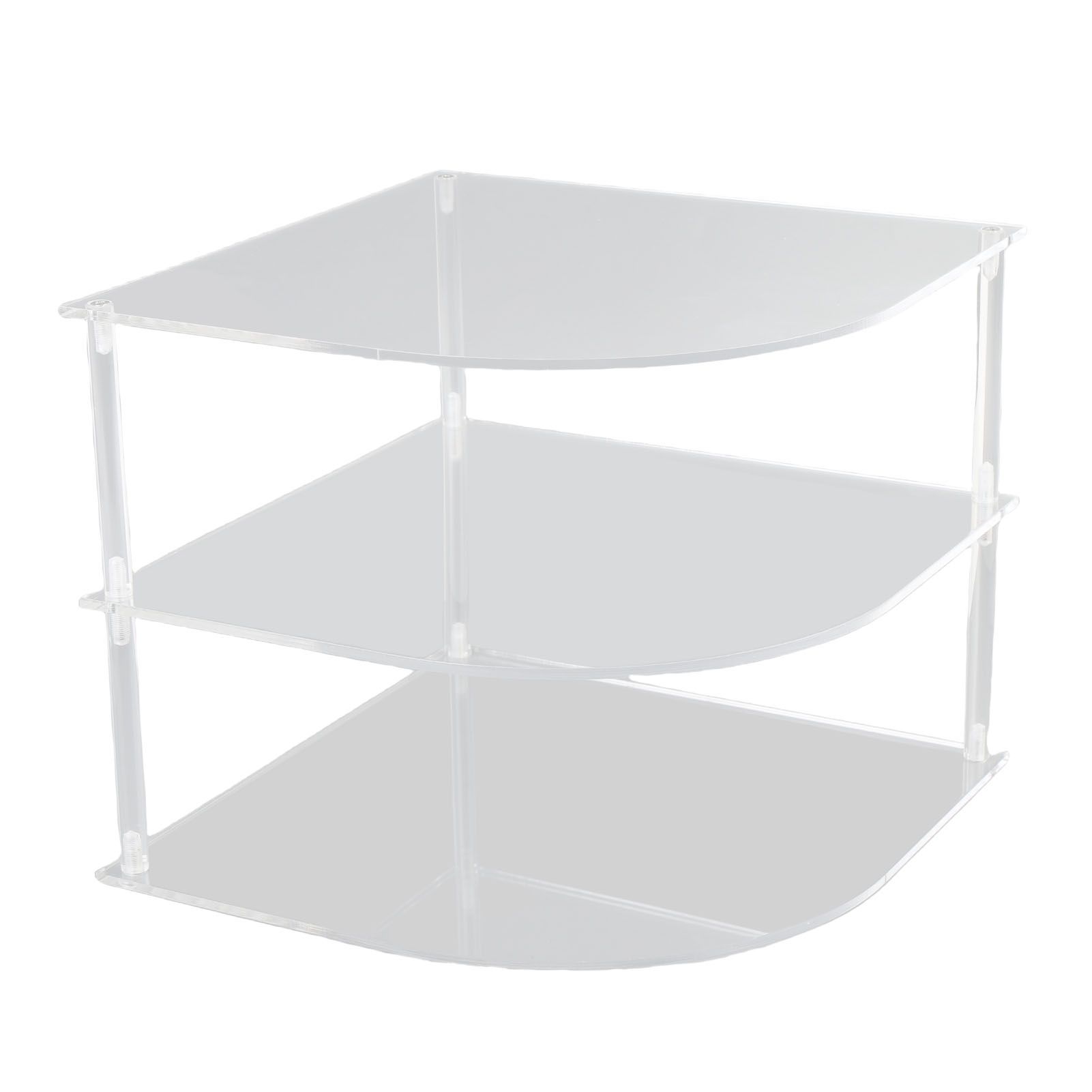 Acrylic Plate Organizer Holder Clear Corner Shelf 3 Tier Kitchen Cabinet Space view 6