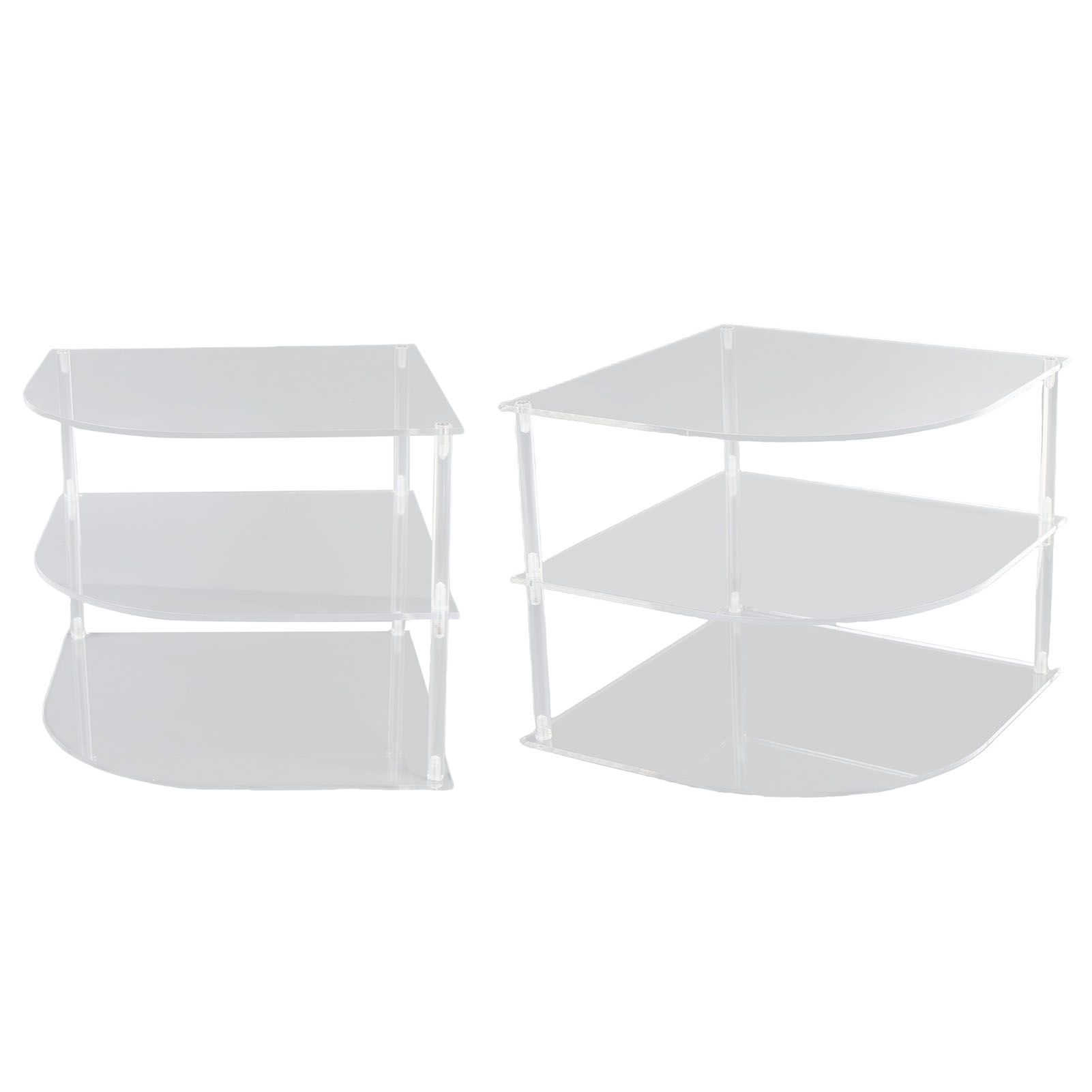 Acrylic Plate Organizer Holder Clear Corner Shelf 3 Tier Kitchen Cabinet Space view 12