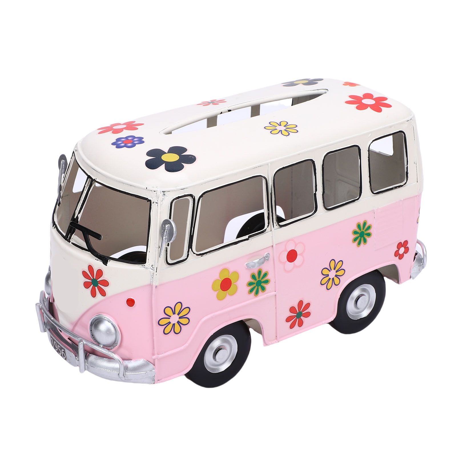 Tissue Box Holder Vintage Creative Bus Shape Iron Tissue Box Cover for view 3