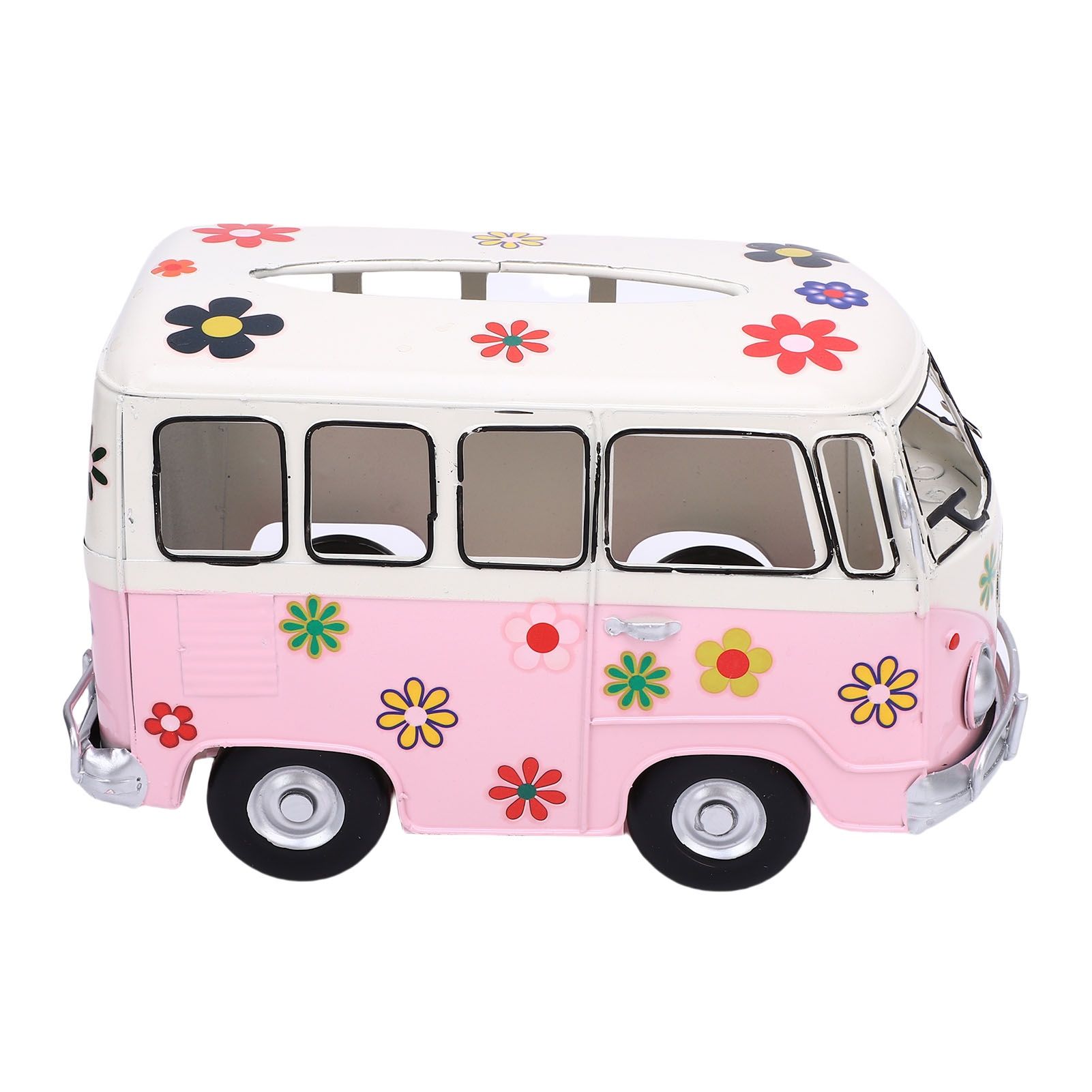 Tissue Box Holder Vintage Creative Bus Shape Iron Tissue Box Cover for view 4