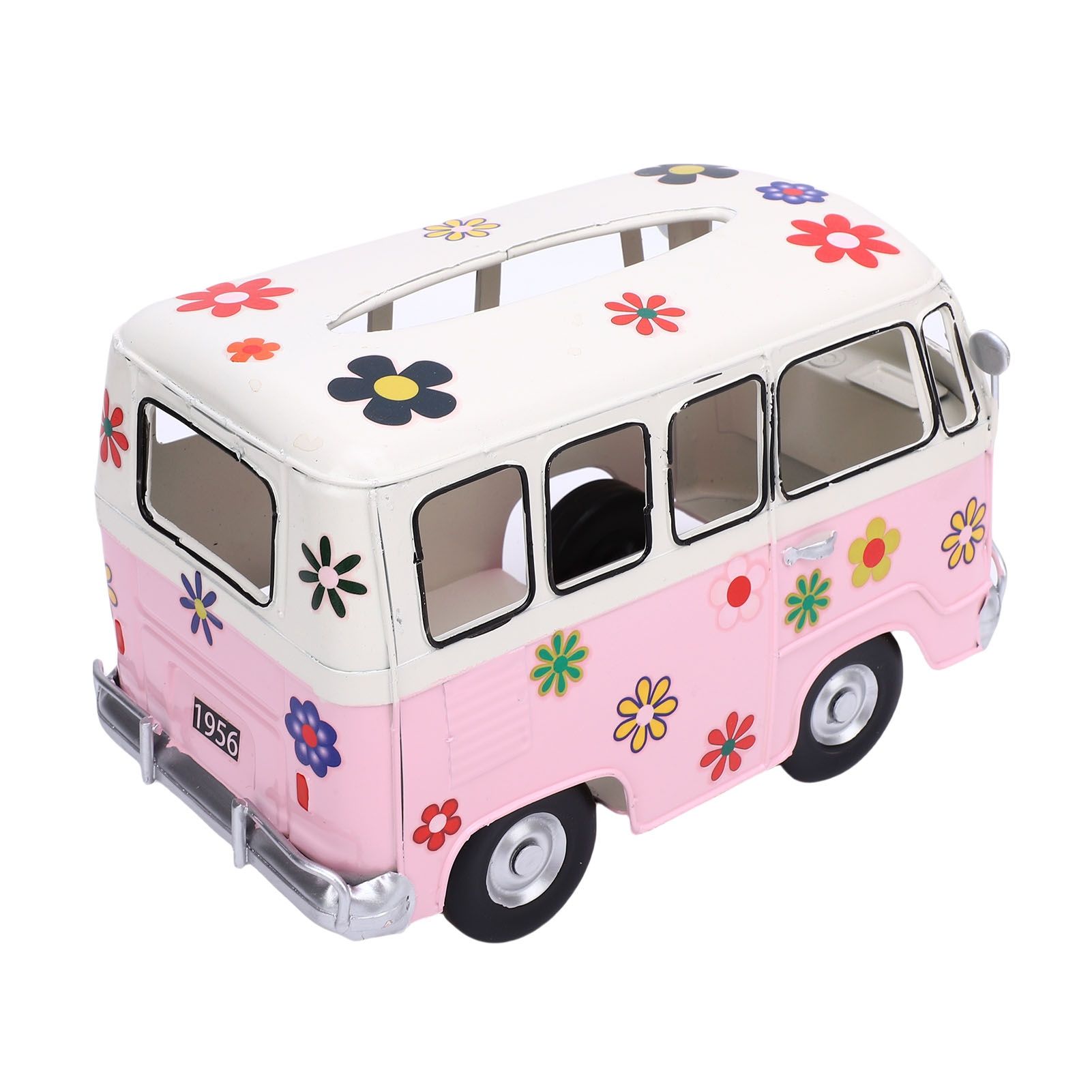 Tissue Box Holder Vintage Creative Bus Shape Iron Tissue Box Cover for view 12