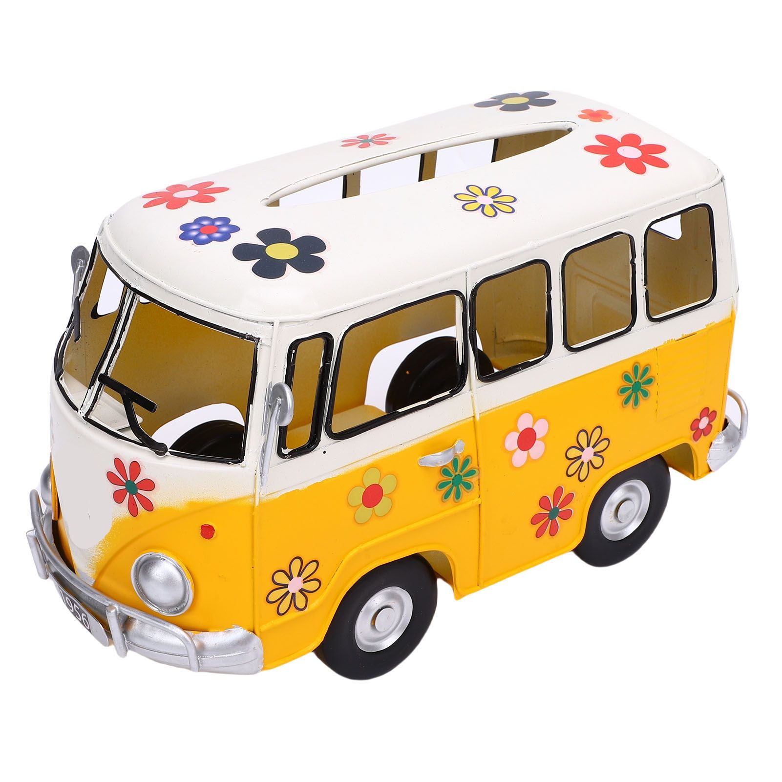 Tissue Box Holder Vintage Creative Bus Shape Iron Tissue Box Cover for view 3