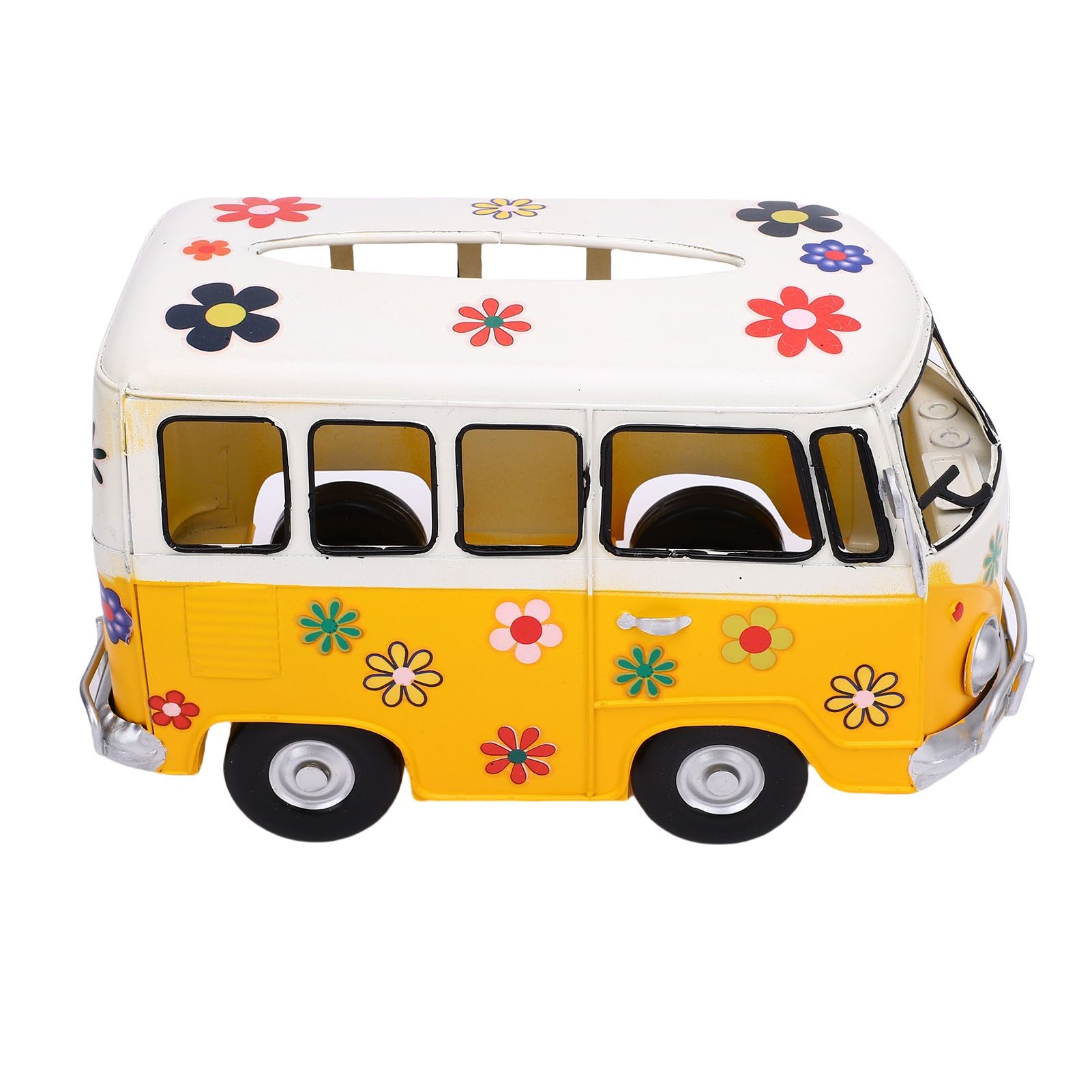 Tissue Box Holder Vintage Creative Bus Shape Iron Tissue Box Cover for view 6