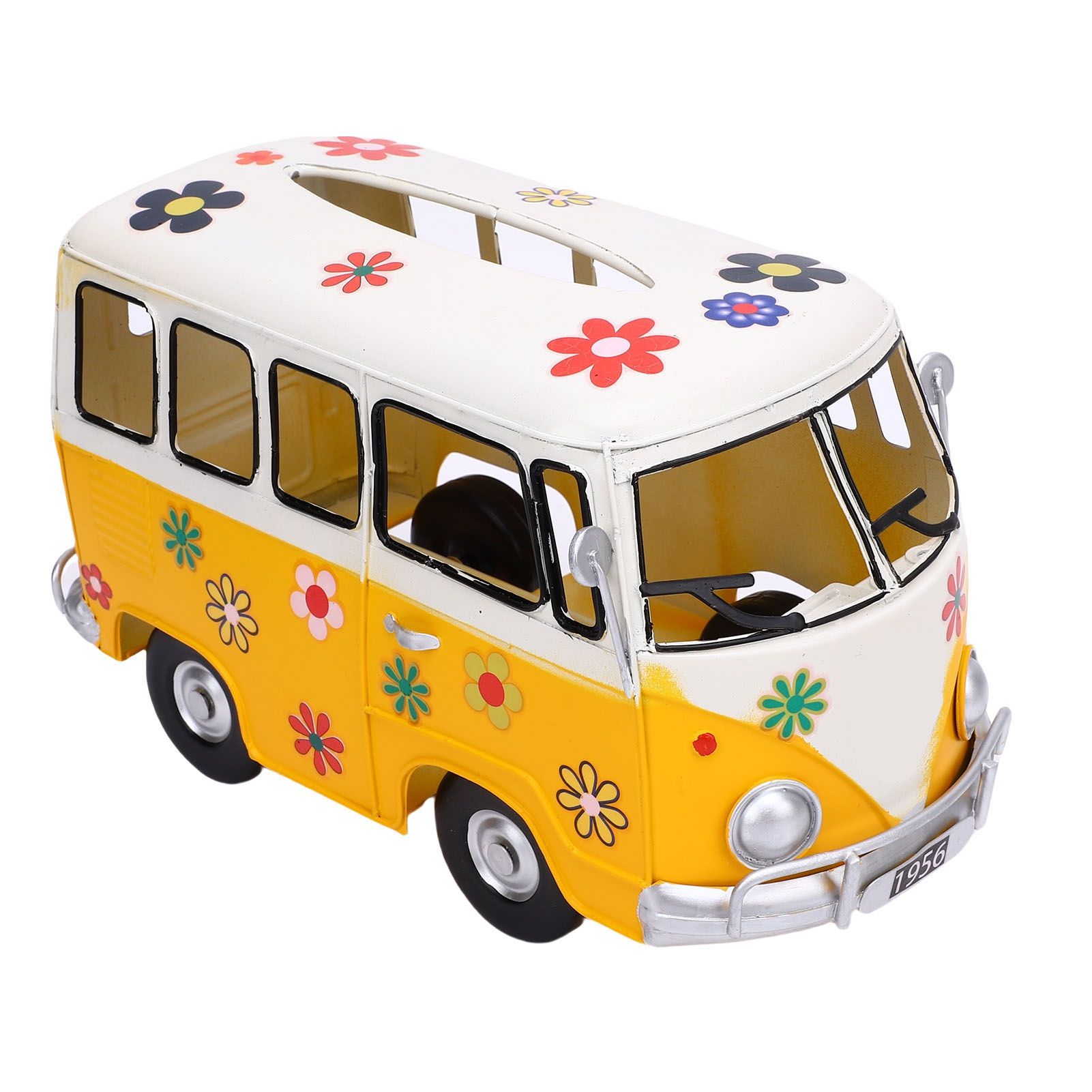 Tissue Box Holder Vintage Creative Bus Shape Iron Tissue Box Cover for view 9