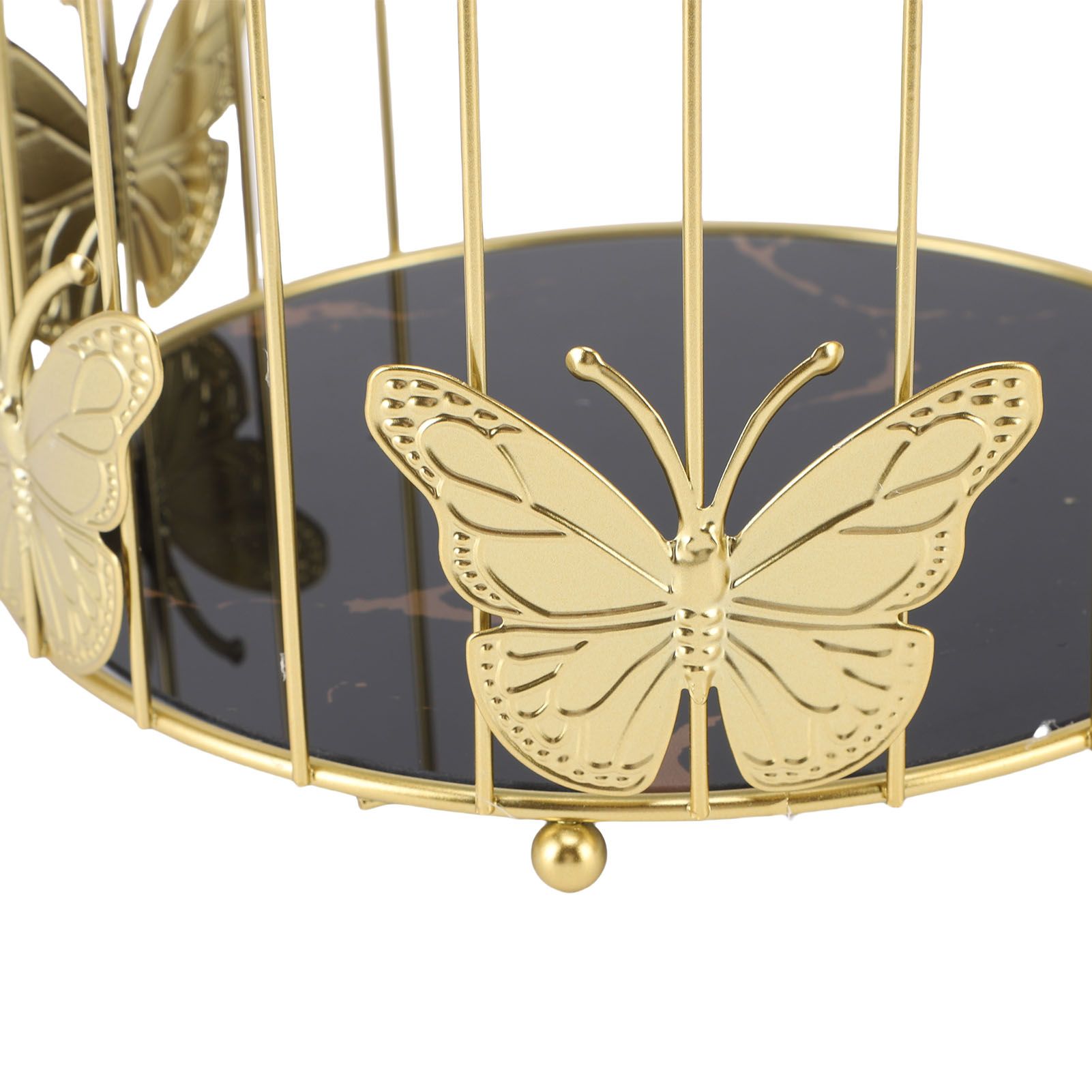 Golden Bird Cage Shape Cosmetic Rack Desktop Makeup Organizer Rack Double Tier view 2