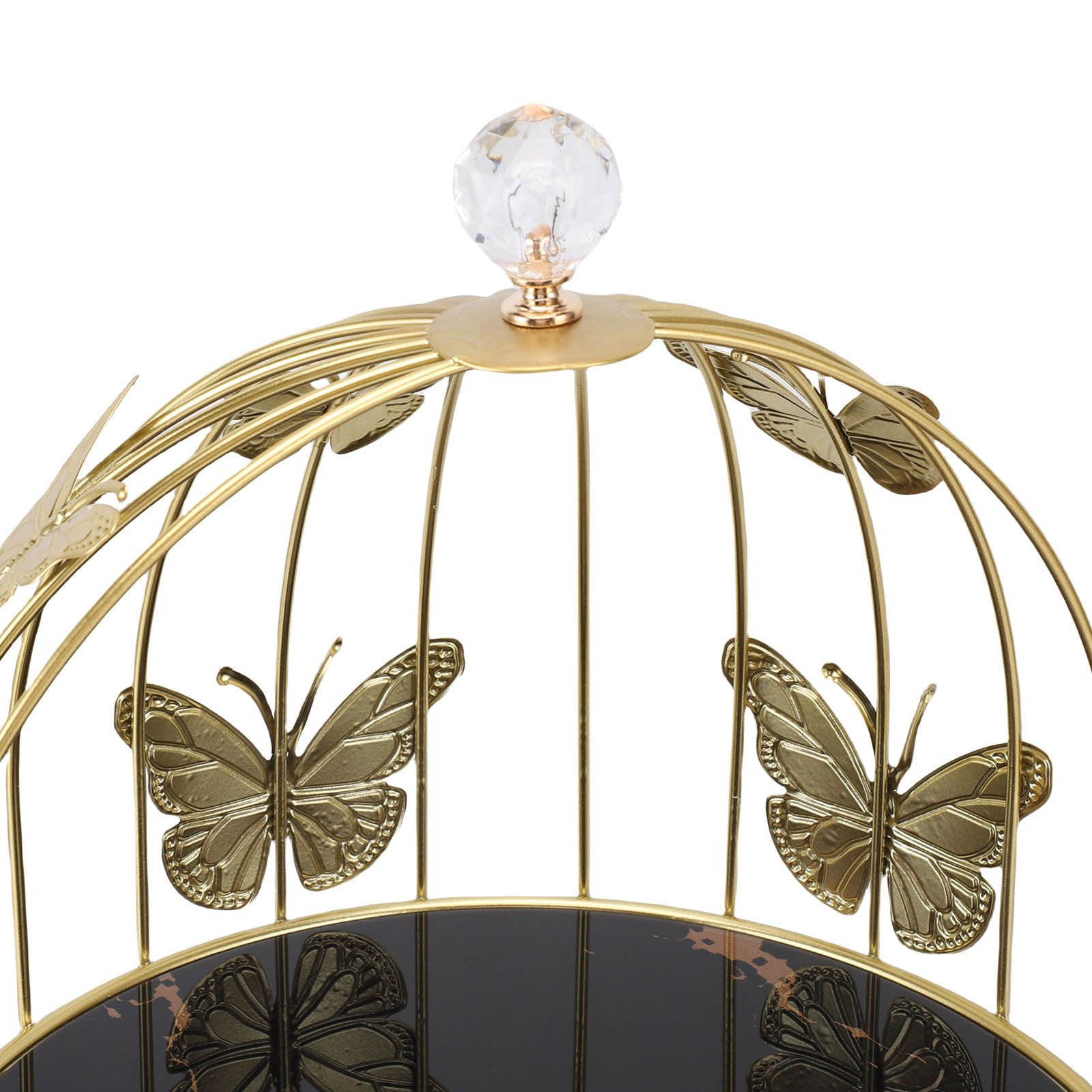 Golden Bird Cage Shape Cosmetic Rack Desktop Makeup Organizer Rack Double Tier view 7