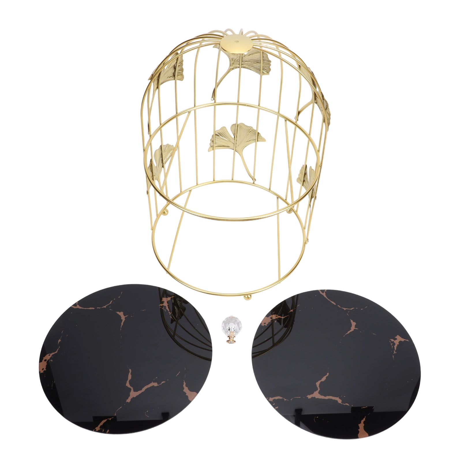 Gold Bird Cage Shape 2 Tier Cupcake Cake Stand Cosmetics Storage Rack Jewelry view 3