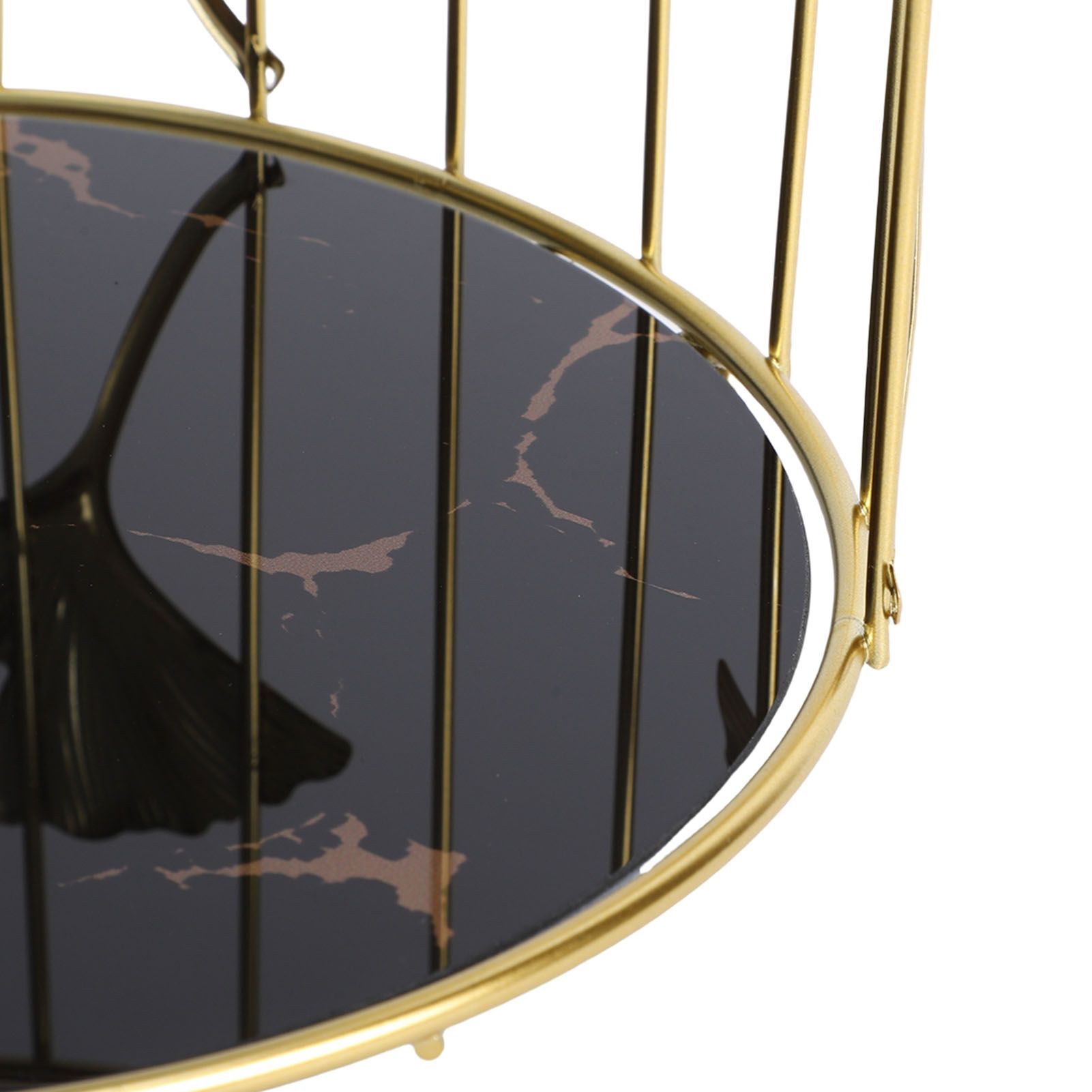 Gold Bird Cage Shape 2 Tier Cupcake Cake Stand Cosmetics Storage Rack Jewelry view 7