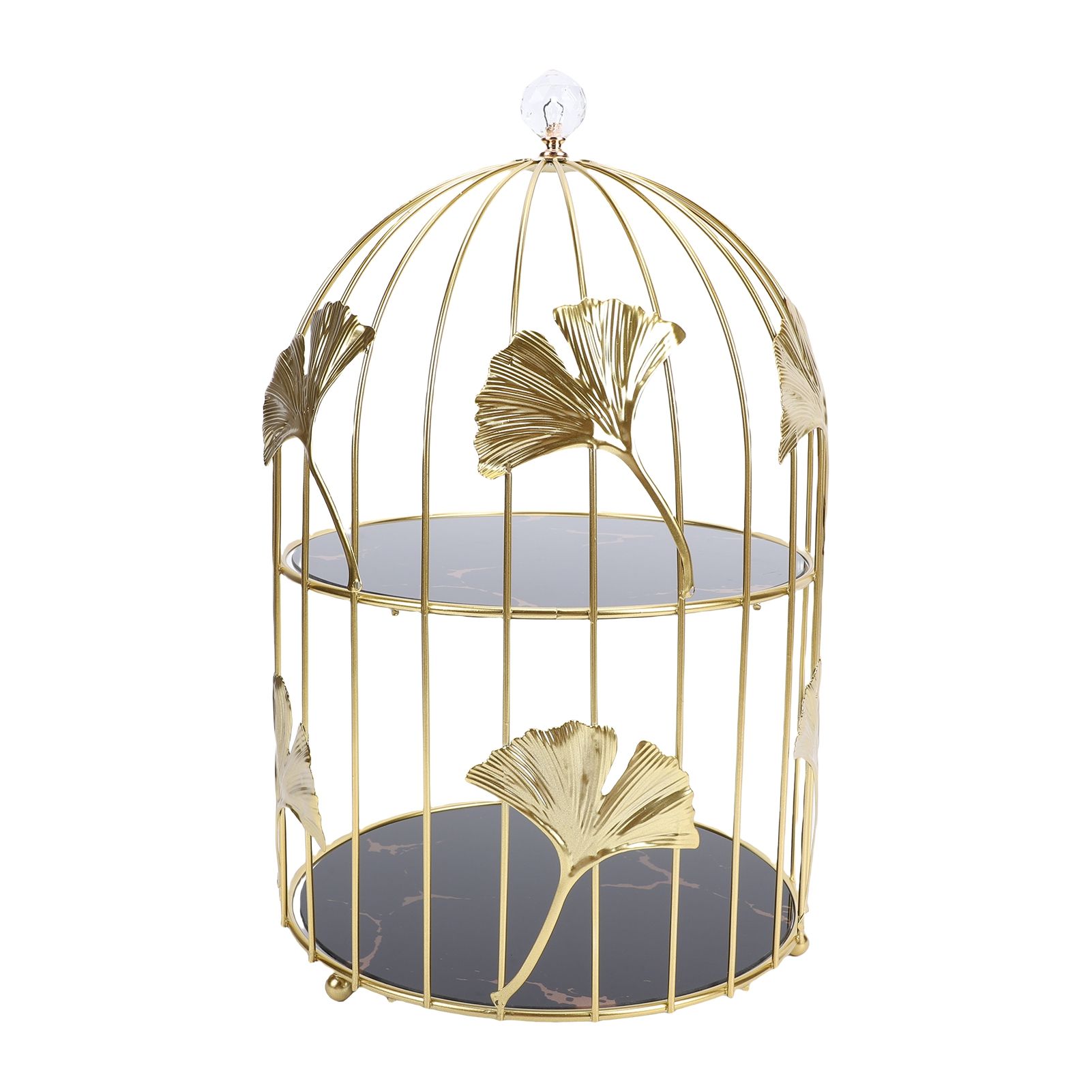 Gold Bird Cage Shape 2 Tier Cupcake Cake Stand Cosmetics Storage Rack Jewelry view 8