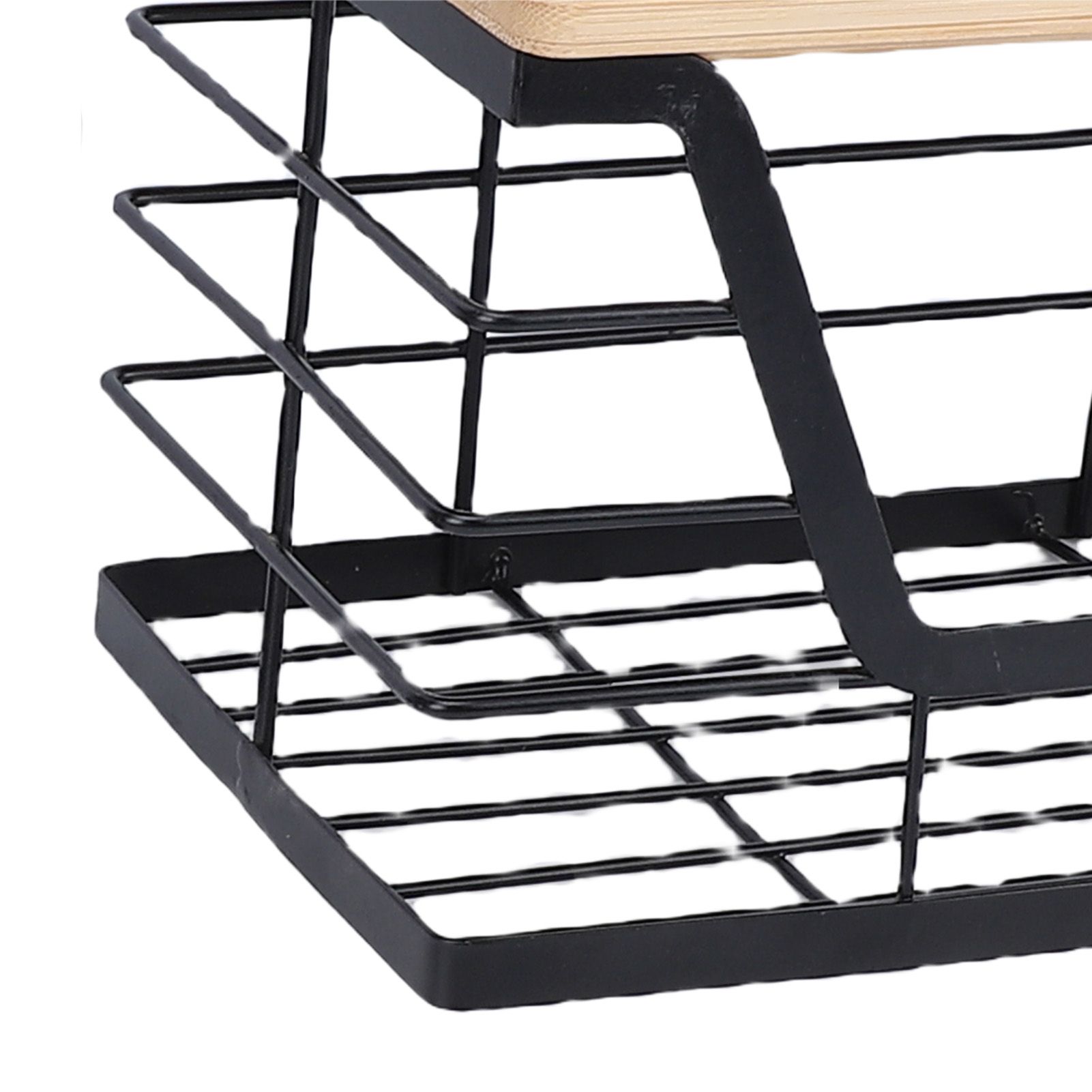 2PCS Metal Trash Bag Holder with Wood Lid Wall Hanging Or Desktop Garbage Bag view 2